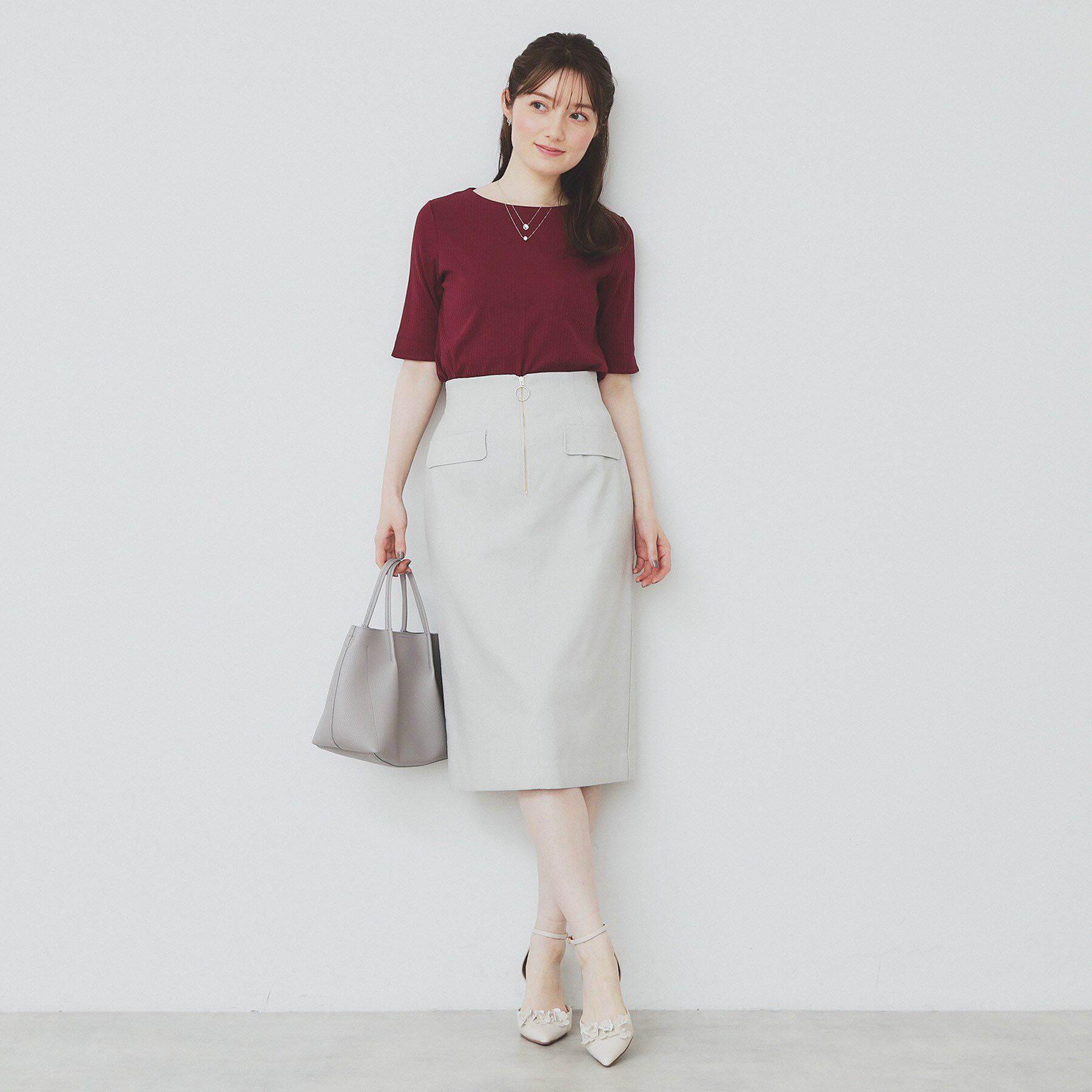 index「《7色展開/XS-LLサイズ》ボートネックリブトップス【UV/洗濯機洗い可】」|Tシャツ・カットソー|