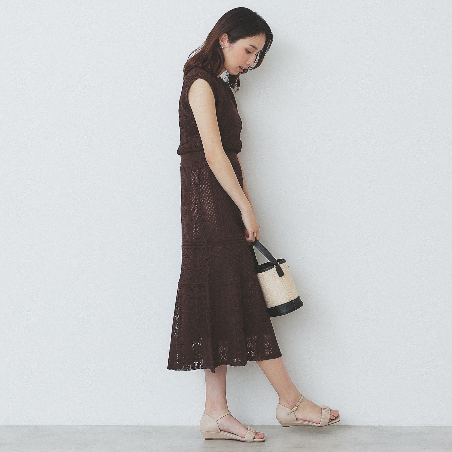 index「透かし編みフレアニットスカート/セットアップ対応【洗濯機洗い可】」|スカート|