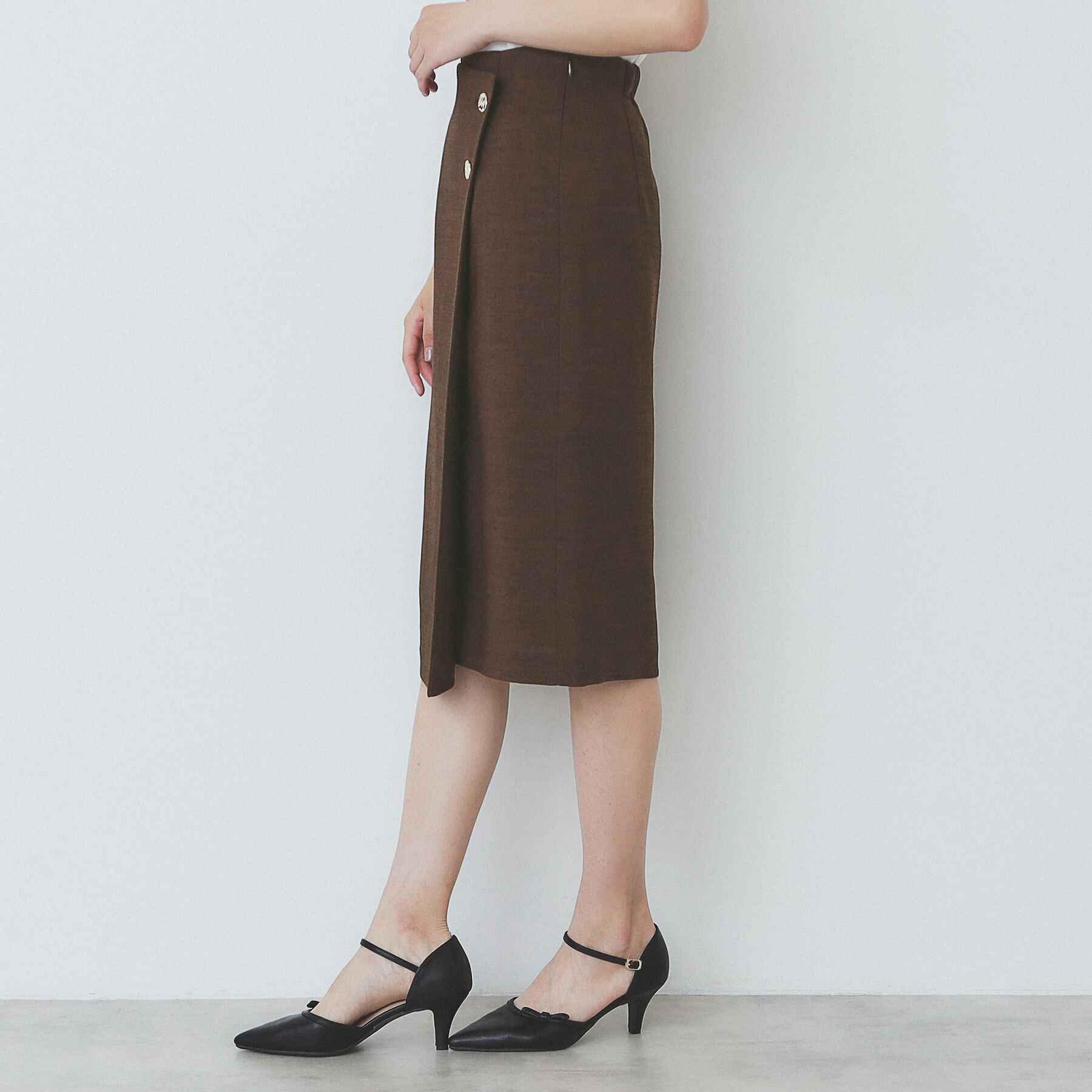 index「《丈が選べる》麻調ラップタイトスカート【洗濯機洗い可/イージーアイロン】」|スカート|