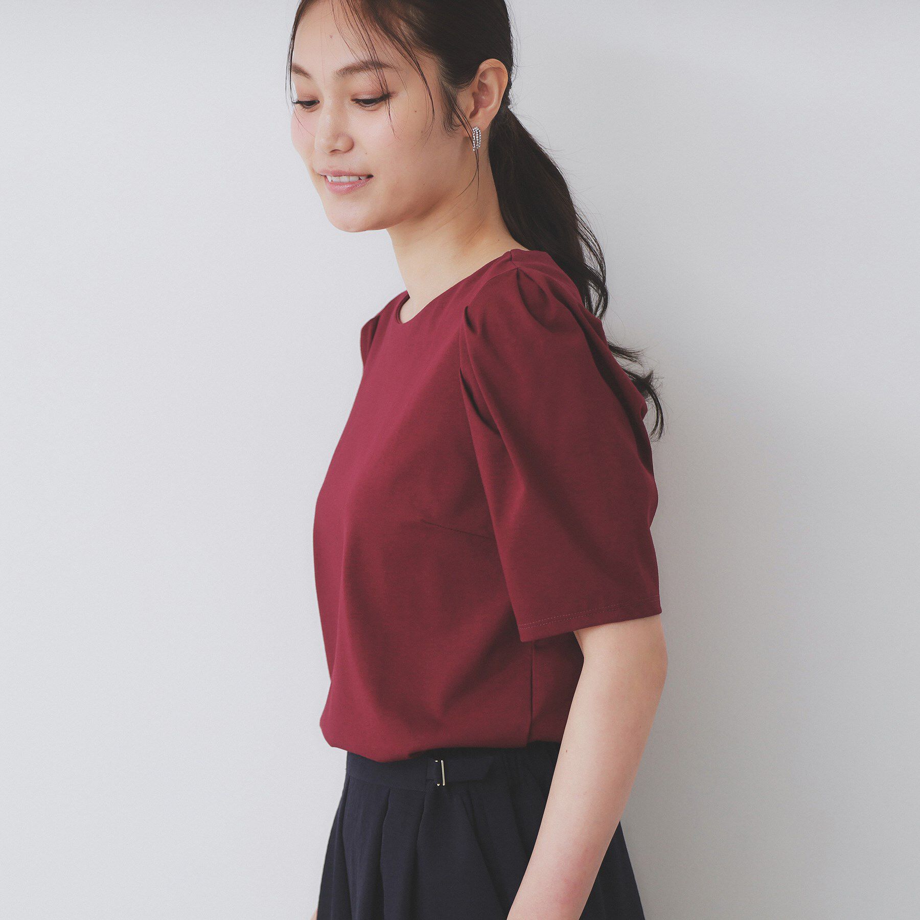 index「《7色展開/XS-LLサイズ》多機能タックスリーブトップス【汗ジミ防止/吸水速乾/接触冷感/UVケア」|Tシャツ・カットソー|