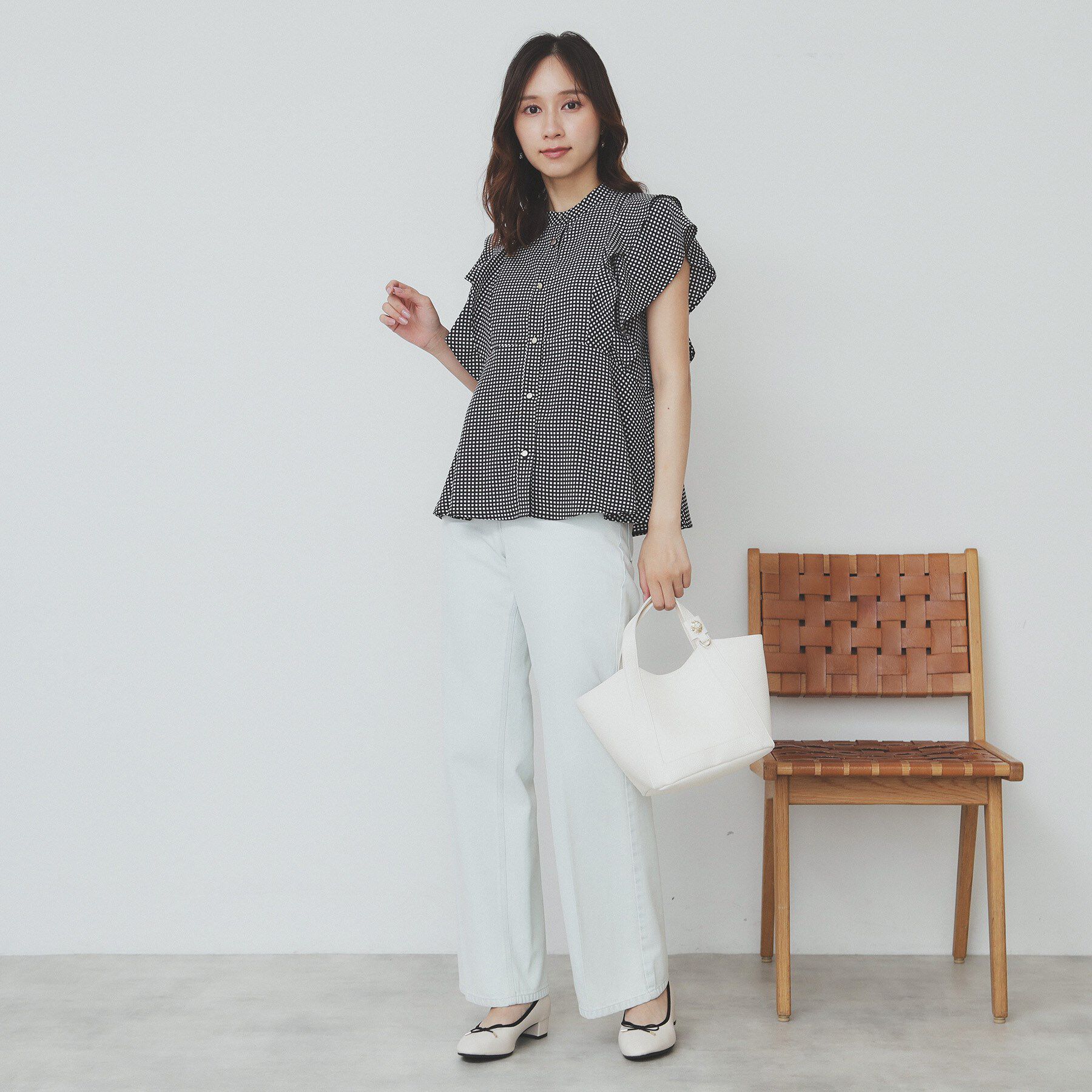 index「ダブルフリルバンドカラーブラウス【洗濯機洗い可/イージーアイロン/防シワ】」|シャツ・ブラウス|