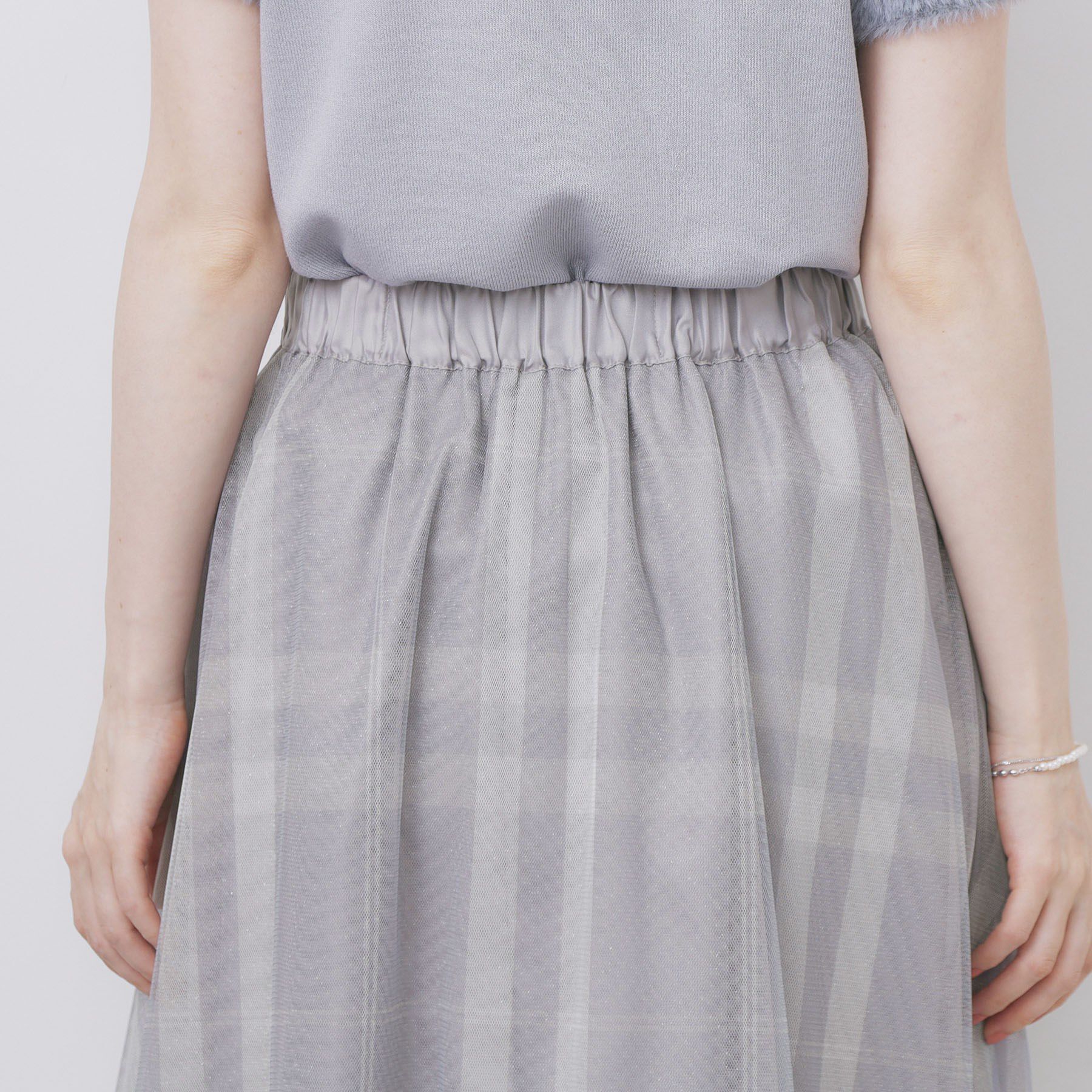 index「チュールラメチェックフレアスカート【洗濯機洗い可/防シワ】」|スカート|