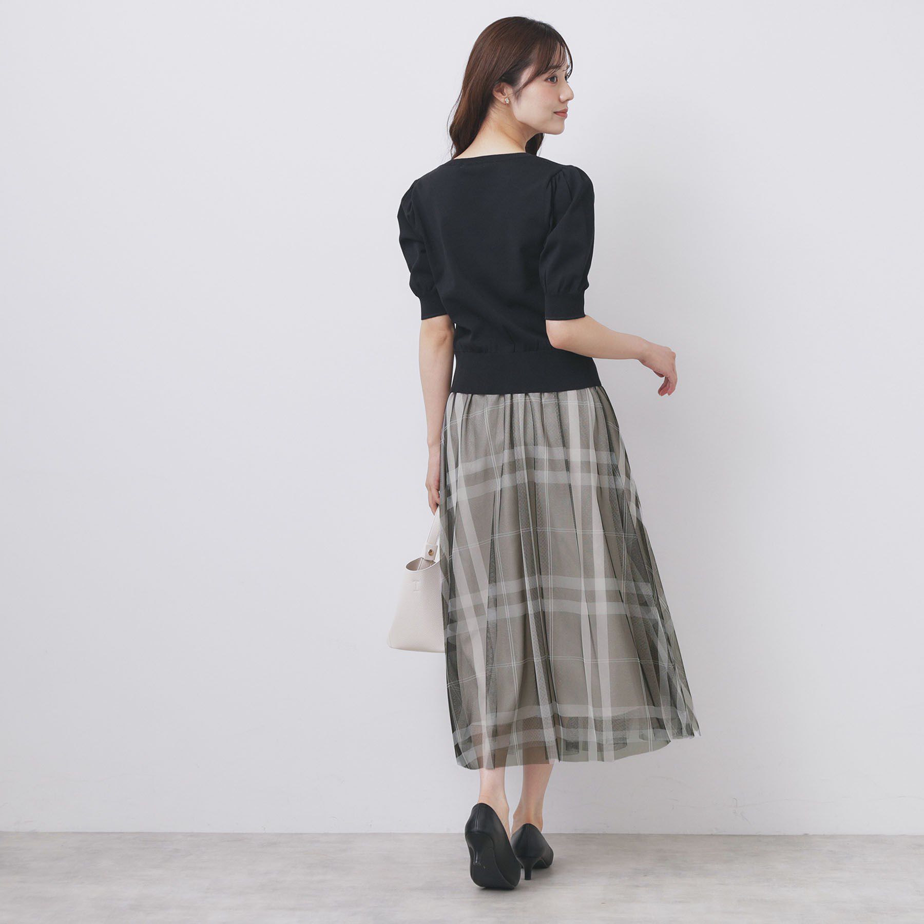 index「チュールラメチェックフレアスカート【洗濯機洗い可/防シワ】」|スカート|