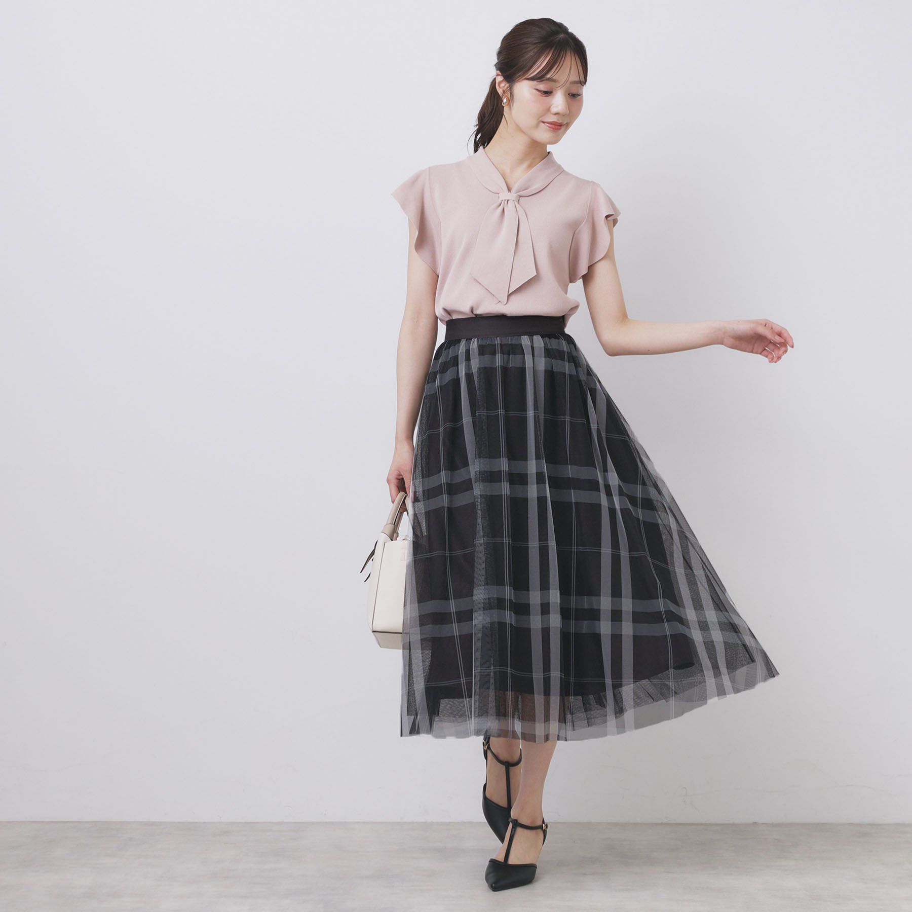 index「チュールラメチェックフレアスカート【洗濯機洗い可/防シワ】」|スカート|