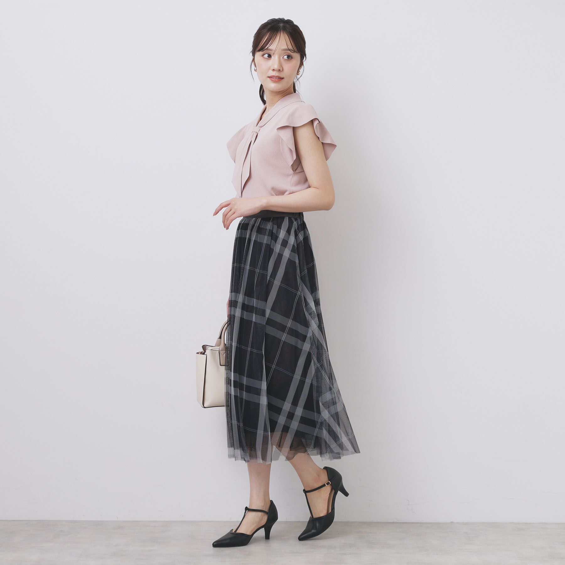 index「チュールラメチェックフレアスカート【洗濯機洗い可/防シワ】」|スカート|