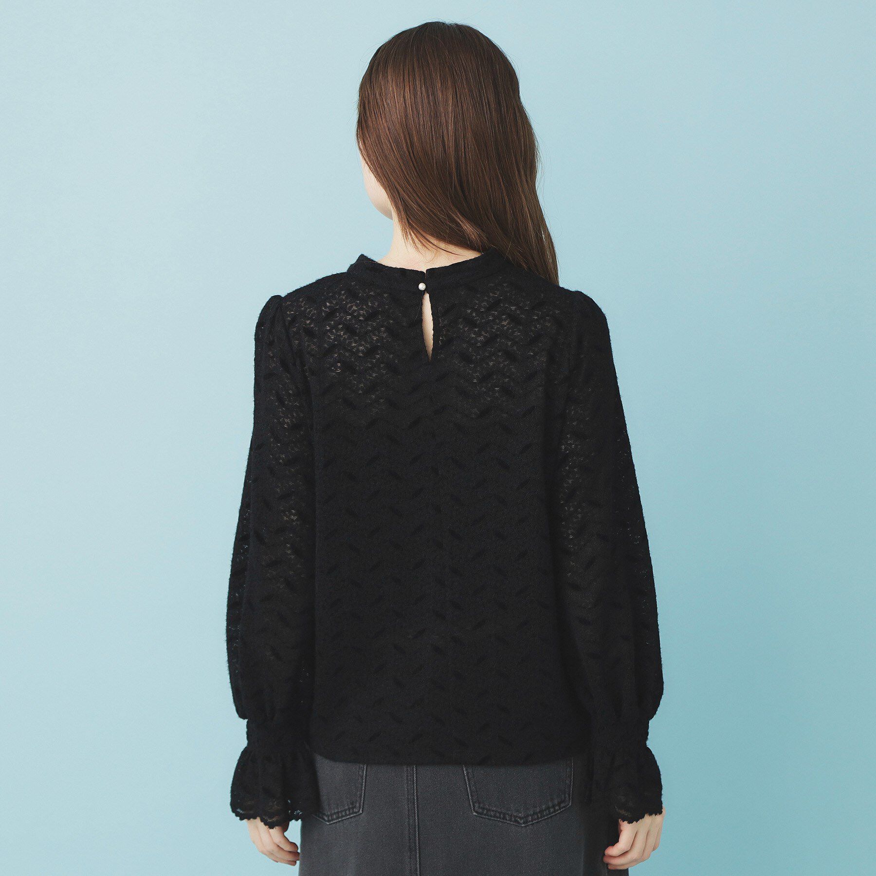 index「フェザーレースハイネックキャンディトップス【洗濯機OK】」|Tシャツ・カットソー|