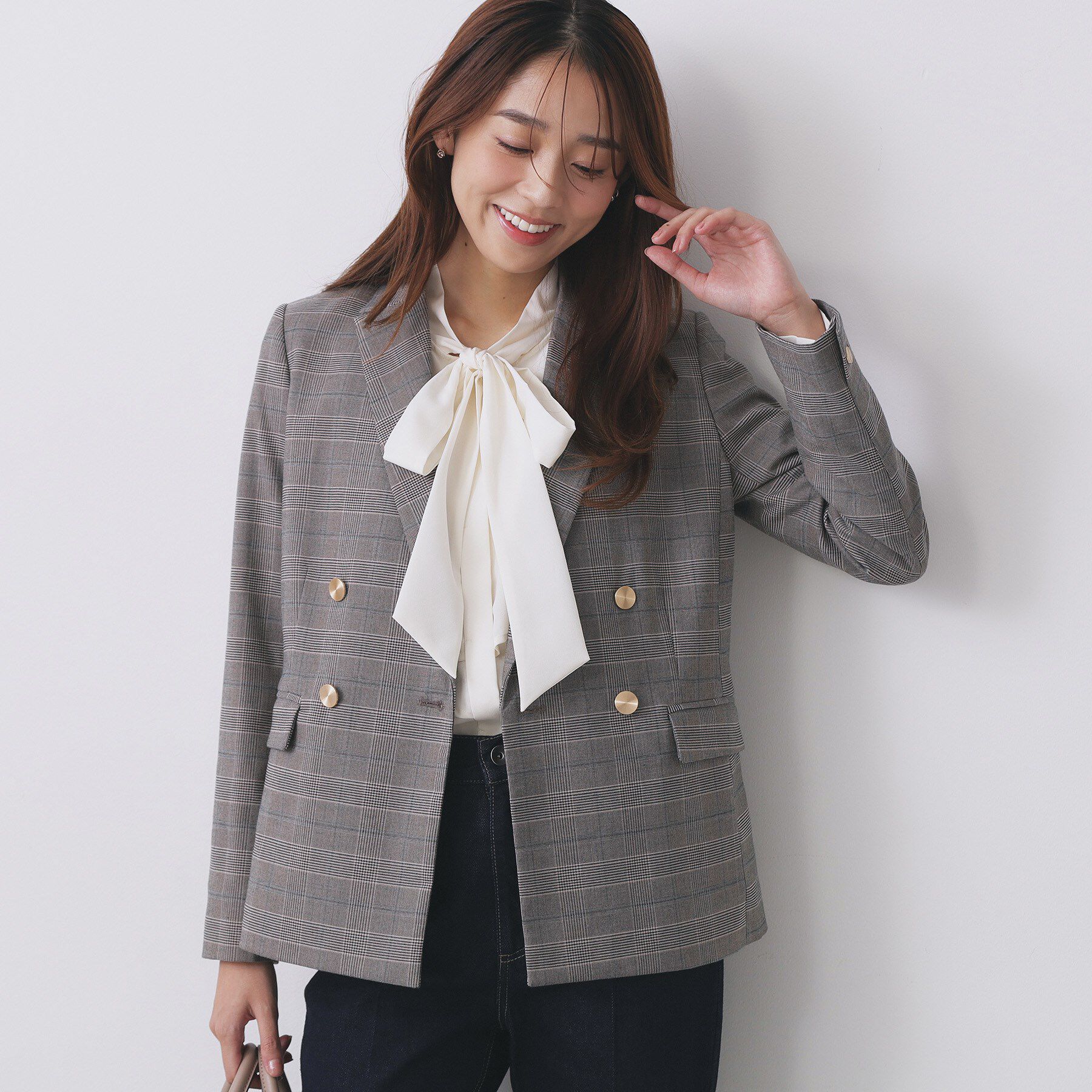 index「《Oggi掲載》ダブルブレストテーラードジャケット/セットアップ対応可【洗える】」|テーラードジャケット|ブラウン(244)