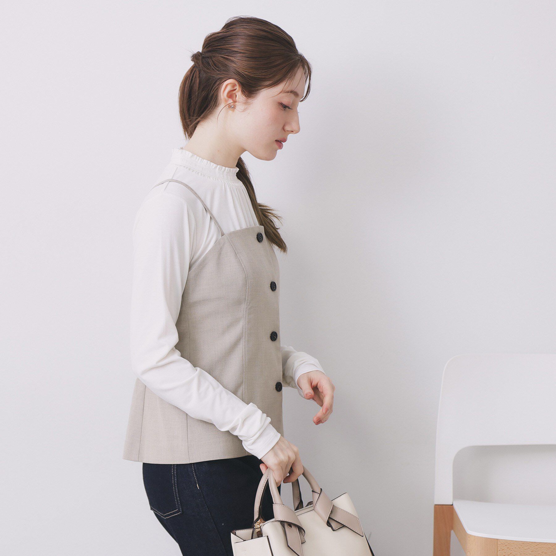 index「ウールライクストレッチキャミビスチェ/セットアップ対応【洗濯機OK】」|キャミソール|