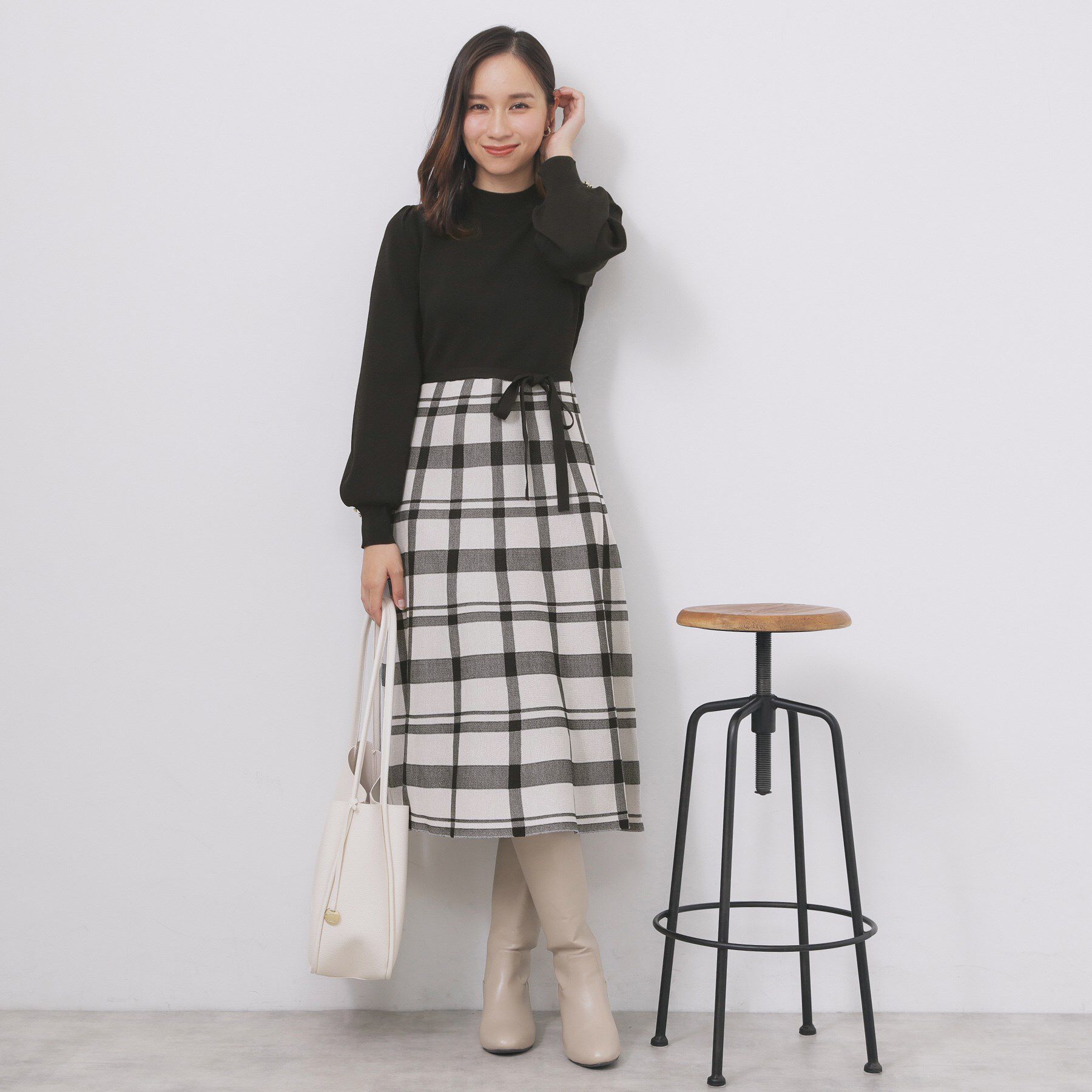 index「ハイネックニットワンピース【洗濯機OK/抗ピル】」|ワンピース|