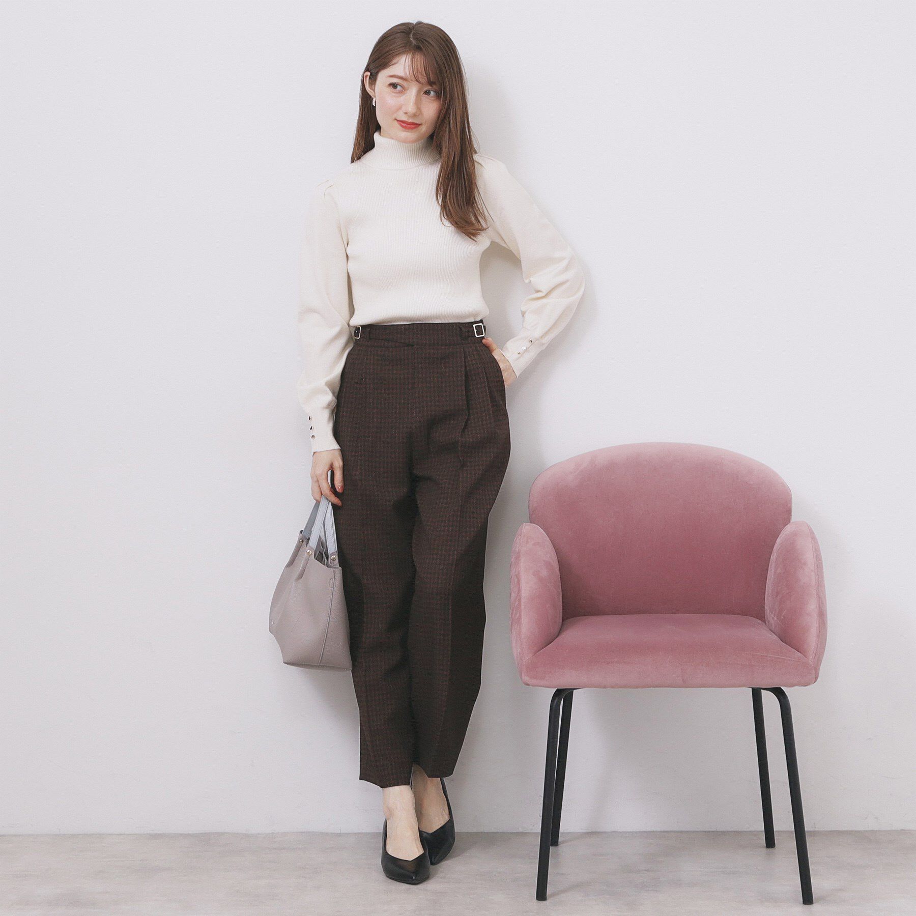 index「カルゼツイードストレッチワイドパンツ【洗濯機OK/防シワ/イージーアイロン/抗ピル】」|その他|