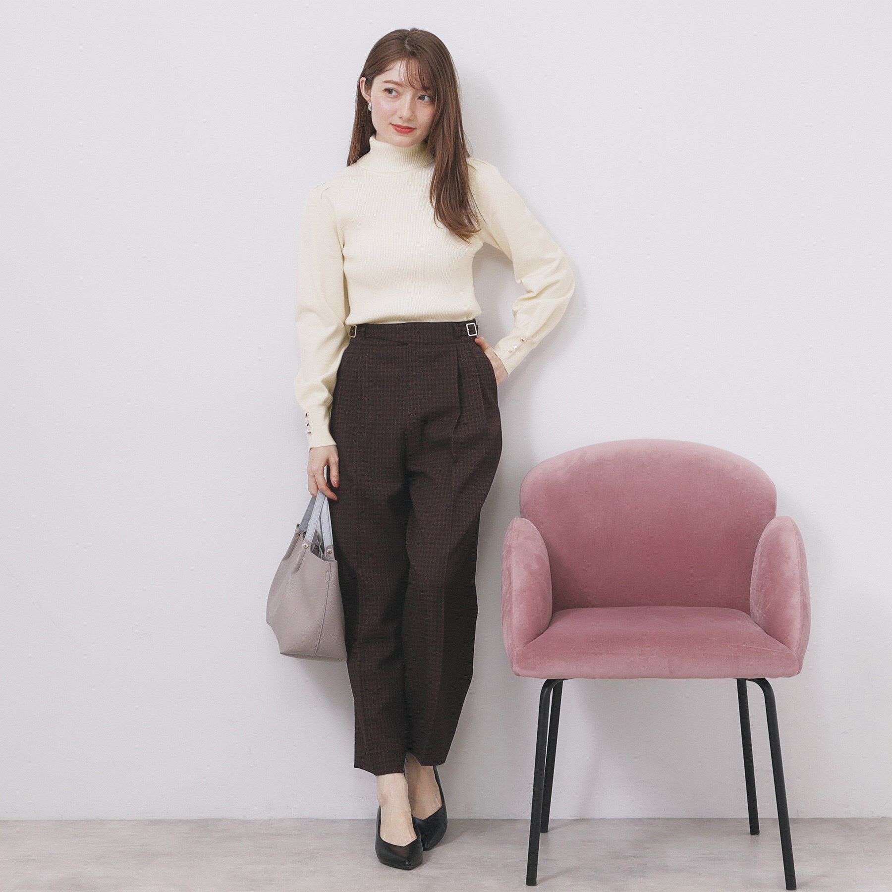 index「タートルネックタックパフスリーブニット【洗濯機OK】」|ニット・セーター|