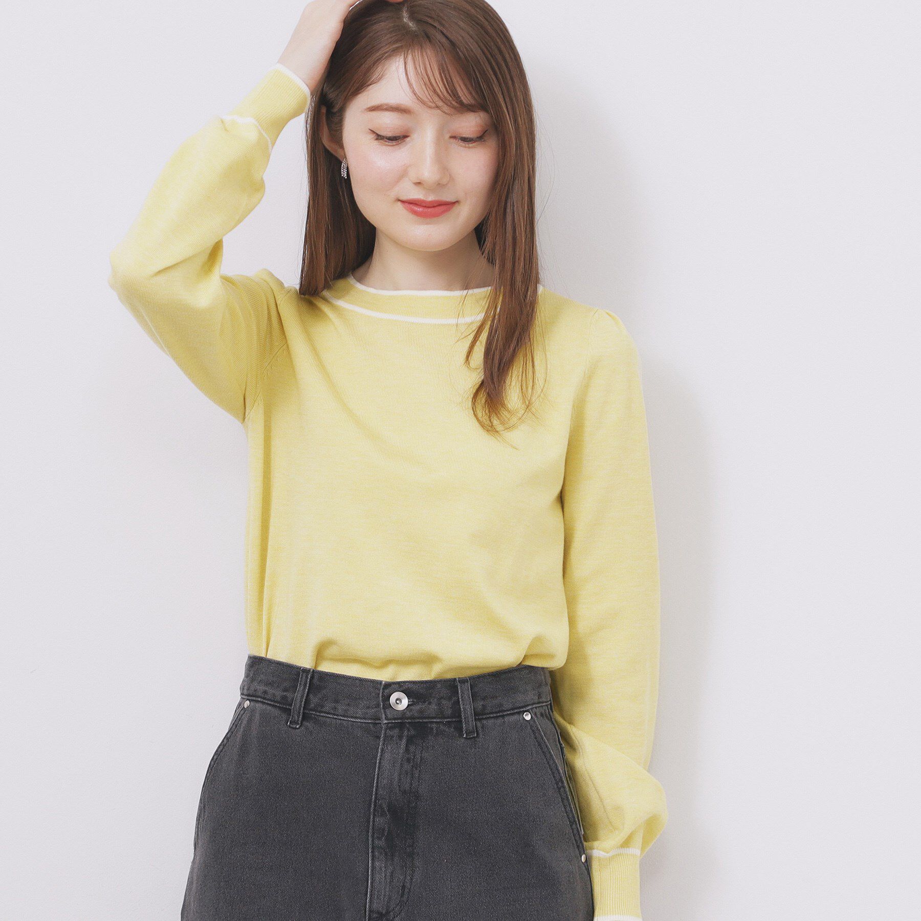 index「サイドリボンバイカラーニット【洗濯機OK】」|ニット・セーター|