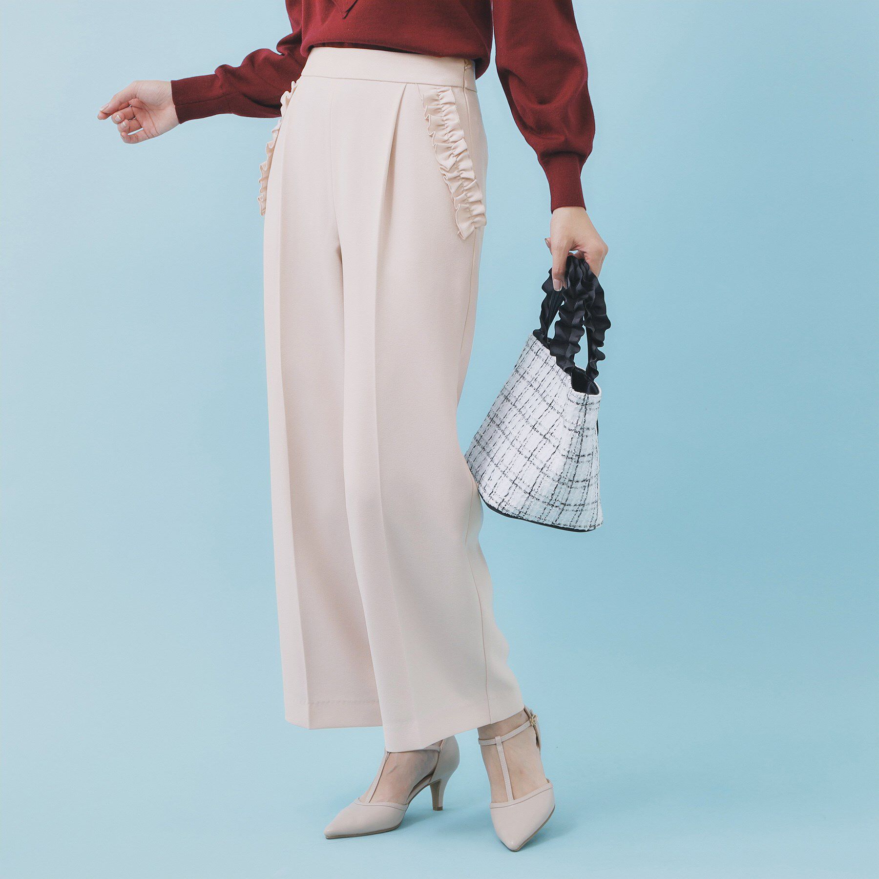 index「フリルポケットストレートパンツ【洗濯機OK/防シワ】」|その他|ライトピンク(070