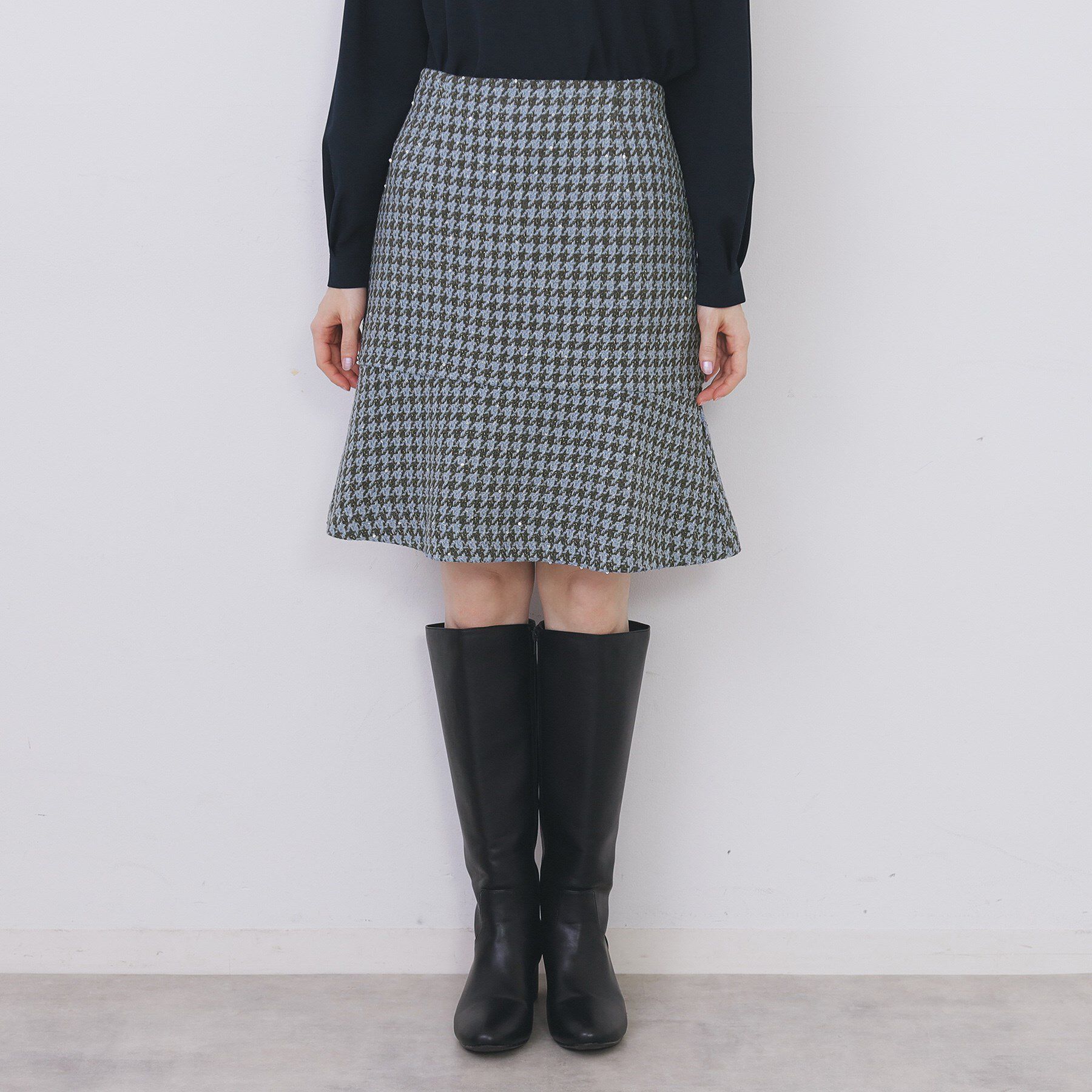 index「ラメスパンコール千鳥柄ペプラムミニスカート【洗濯機OK/イージーアイロン】」|スカート|