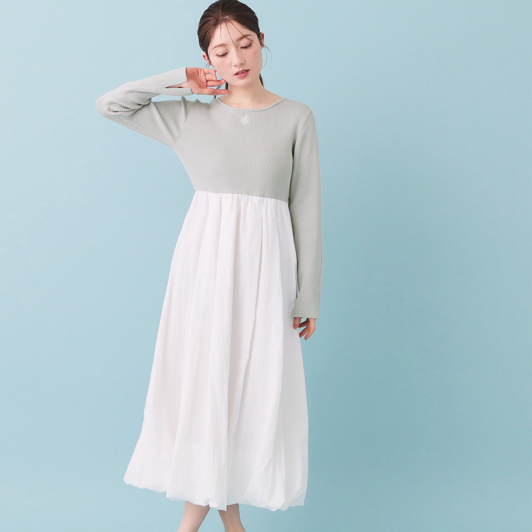 index「ドッキングバルーンロングフレアワンピース【洗濯機OK】」|ワンピース|