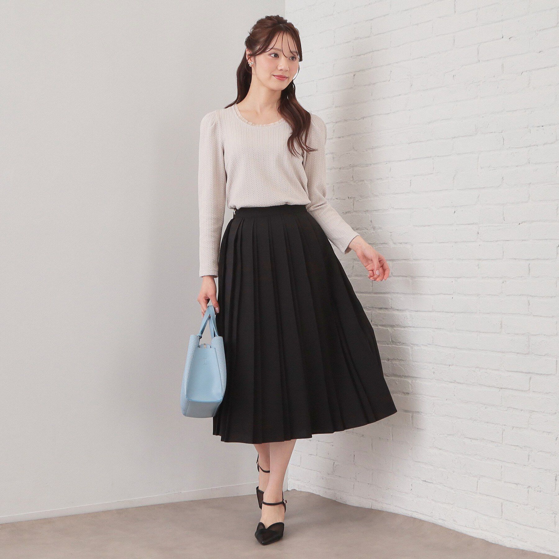 index「ビット付きダブルプリーツスカート【洗濯機OK/イージーアイロン】」|スカート|
