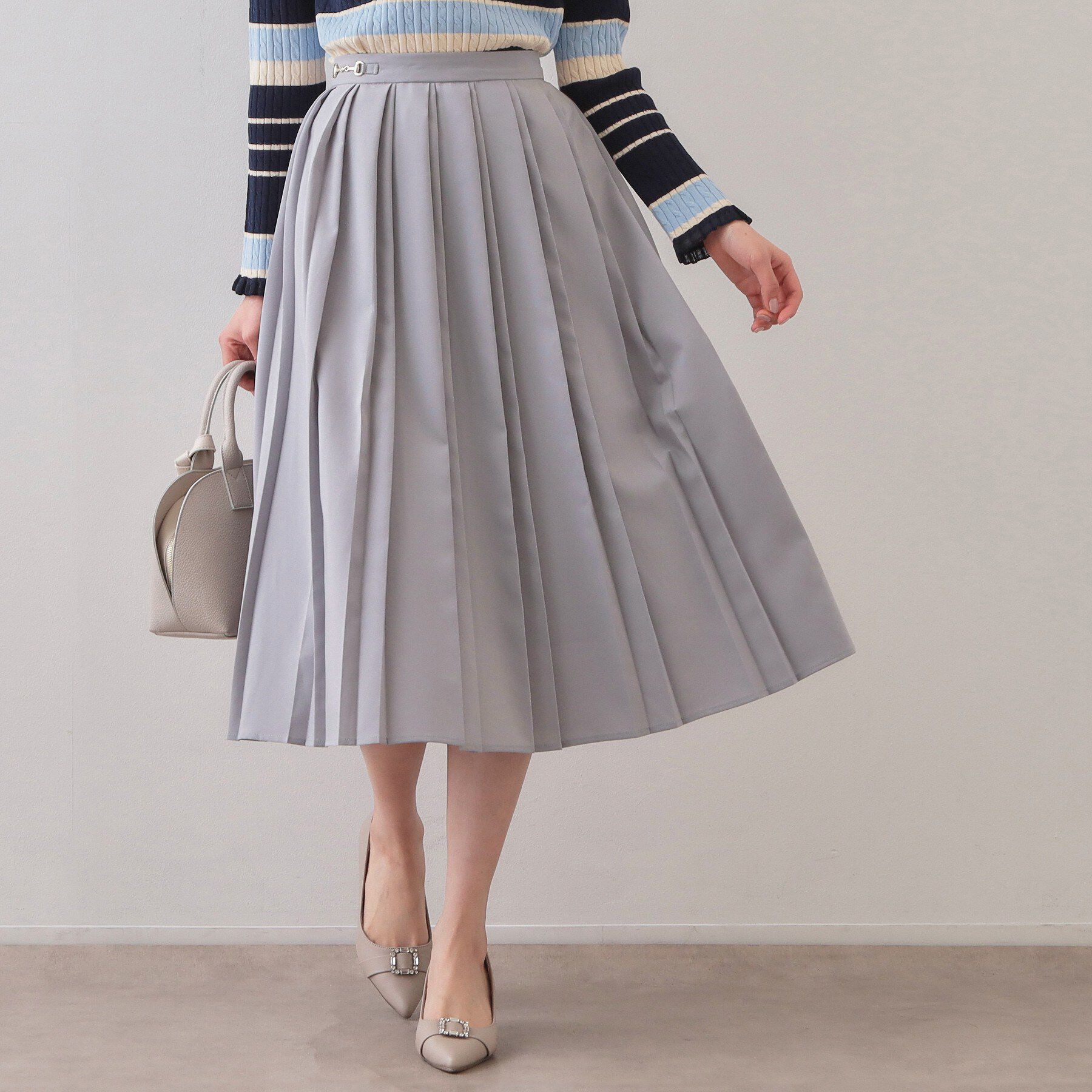 index「ビット付きダブルプリーツスカート【洗濯機OK/イージーアイロン】」|スカート|ブルー(091)