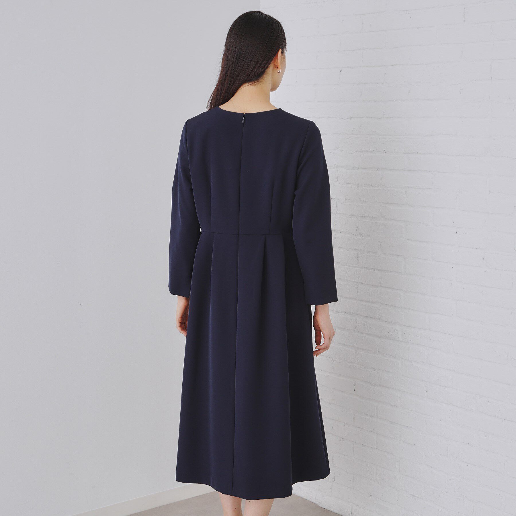 OPAQUE.CLIP「《通勤/セットアップ対応》タックフレアワンピース/ダブルクロス【洗濯機洗い可】」|ワンピース|