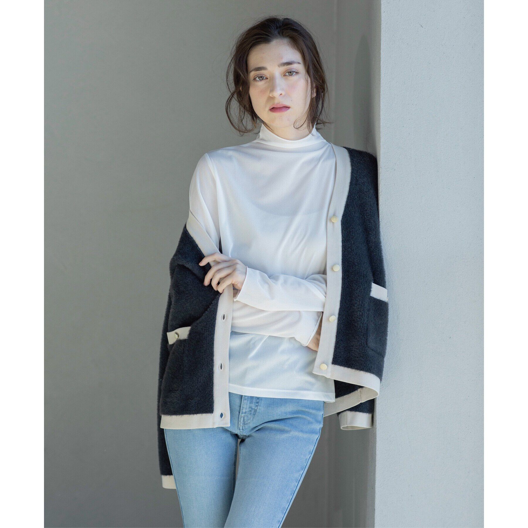 OPAQUE.CLIP「シアーメロウハイネックトップス【洗濯機洗い可】」|Tシャツ・カットソー|