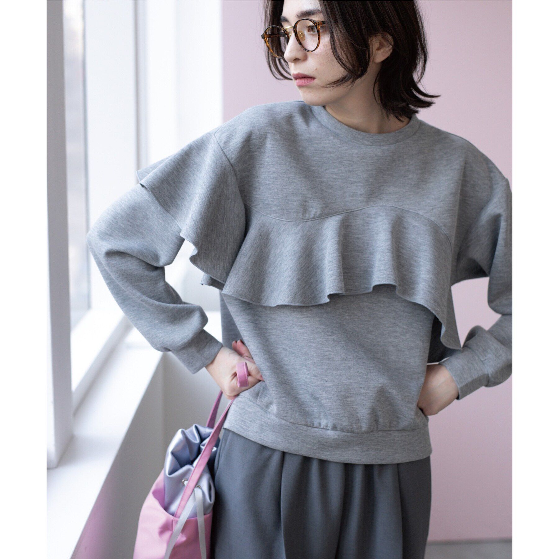 OPAQUE.CLIP「フリルアシメトップス【洗濯機洗い可】」|Tシャツ・カットソー|