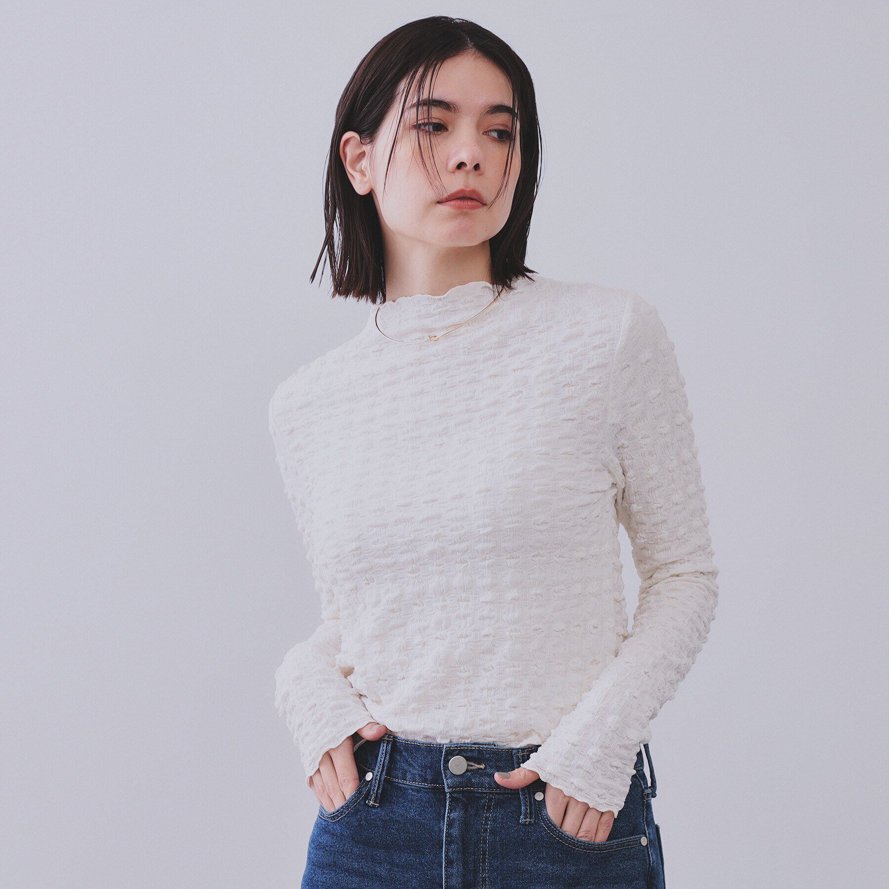 OPAQUE.CLIP「ぽこぽこハイネックカットソー【洗濯機洗い可】」|Tシャツ・カットソー|