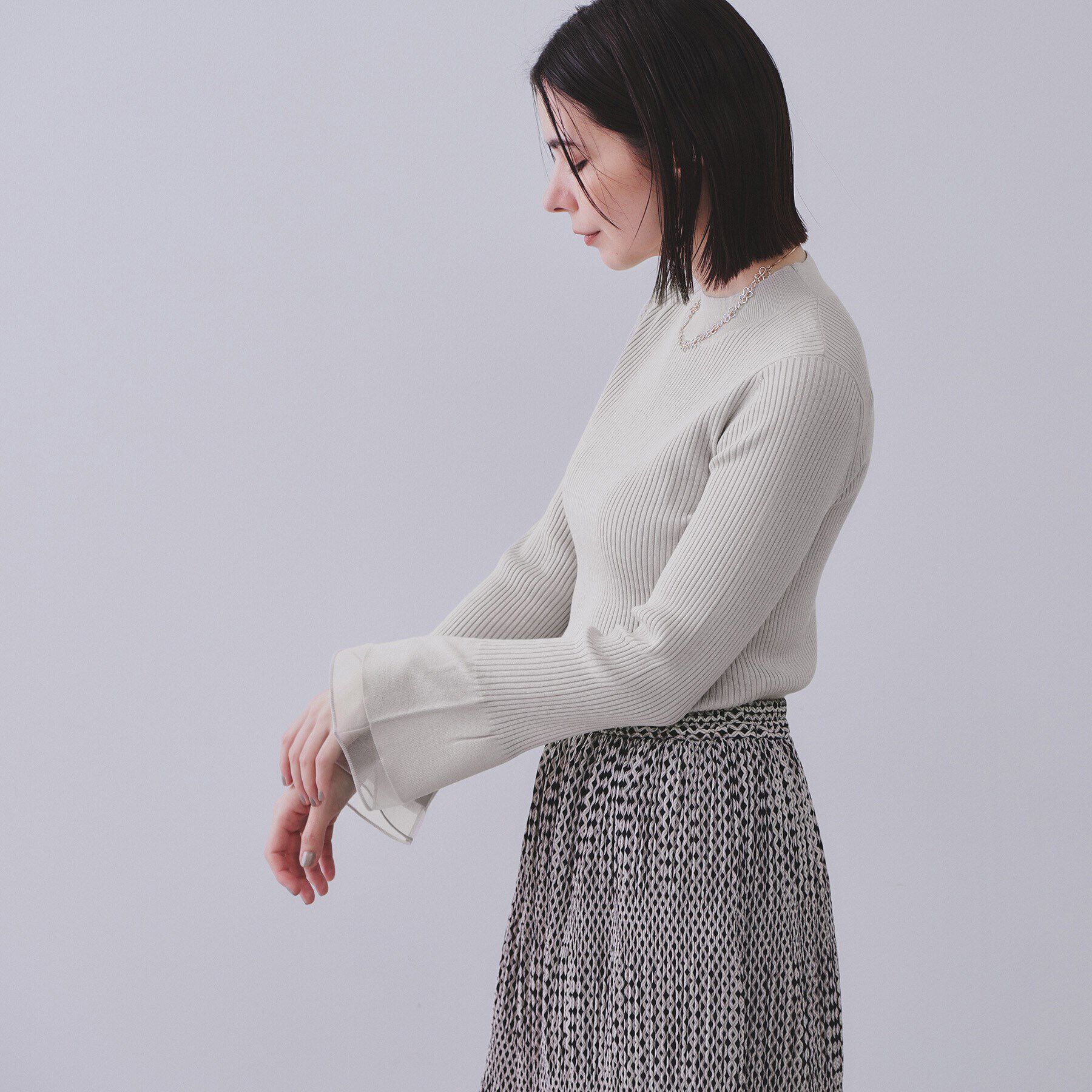 OPAQUE.CLIP「フレアスリーブリブニット【洗濯機洗い可】」|ニット・セーター|