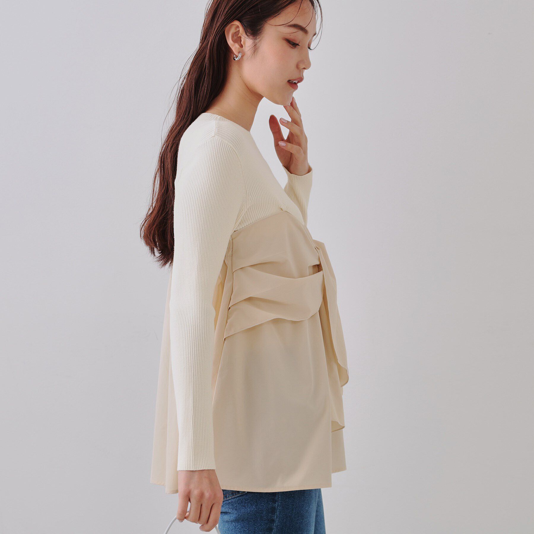 OPAQUE.CLIP「リボンビスチェドッキングニット【洗濯機洗い可】」|ニット・セーター|