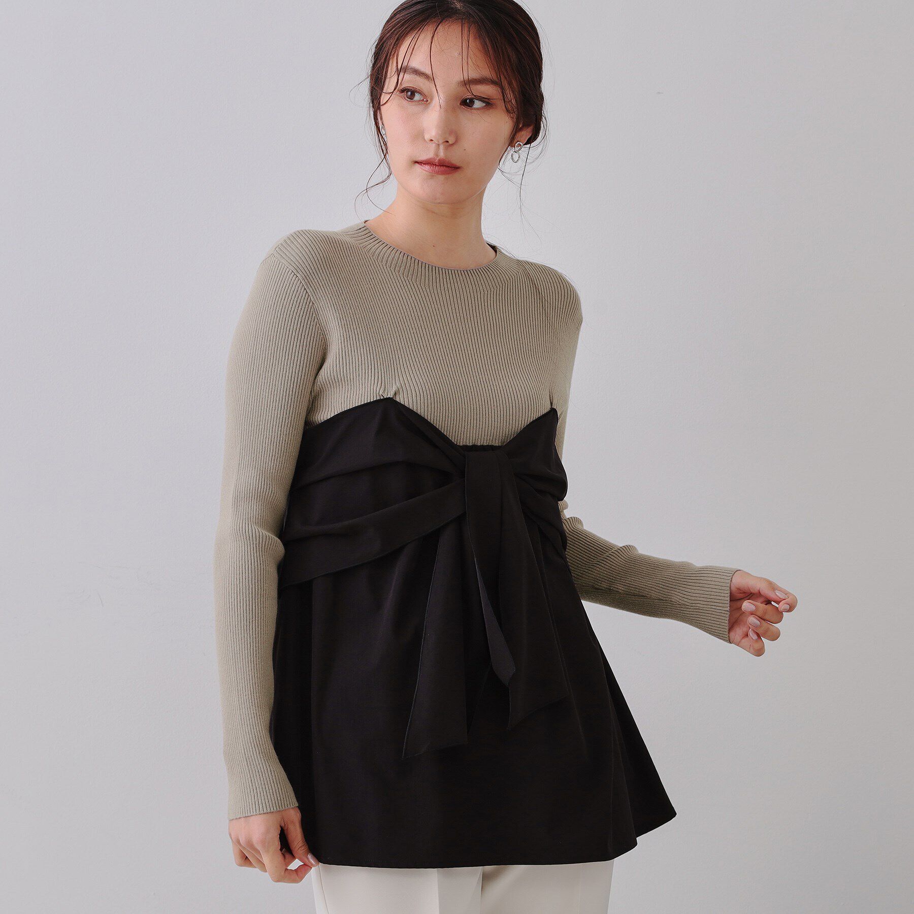 OPAQUE.CLIP「リボンビスチェドッキングニット【洗濯機洗い可】」|ニット・セーター|