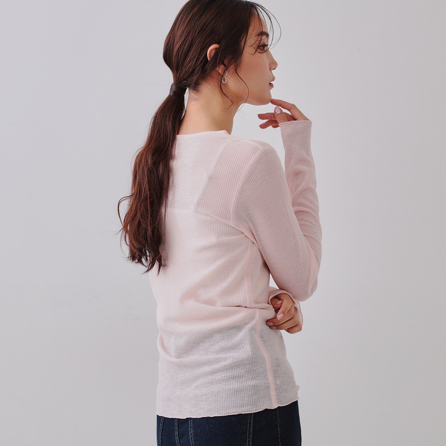 OPAQUE.CLIP「シアーリブカットソー【洗濯機洗い可】」|Tシャツ・カットソー|