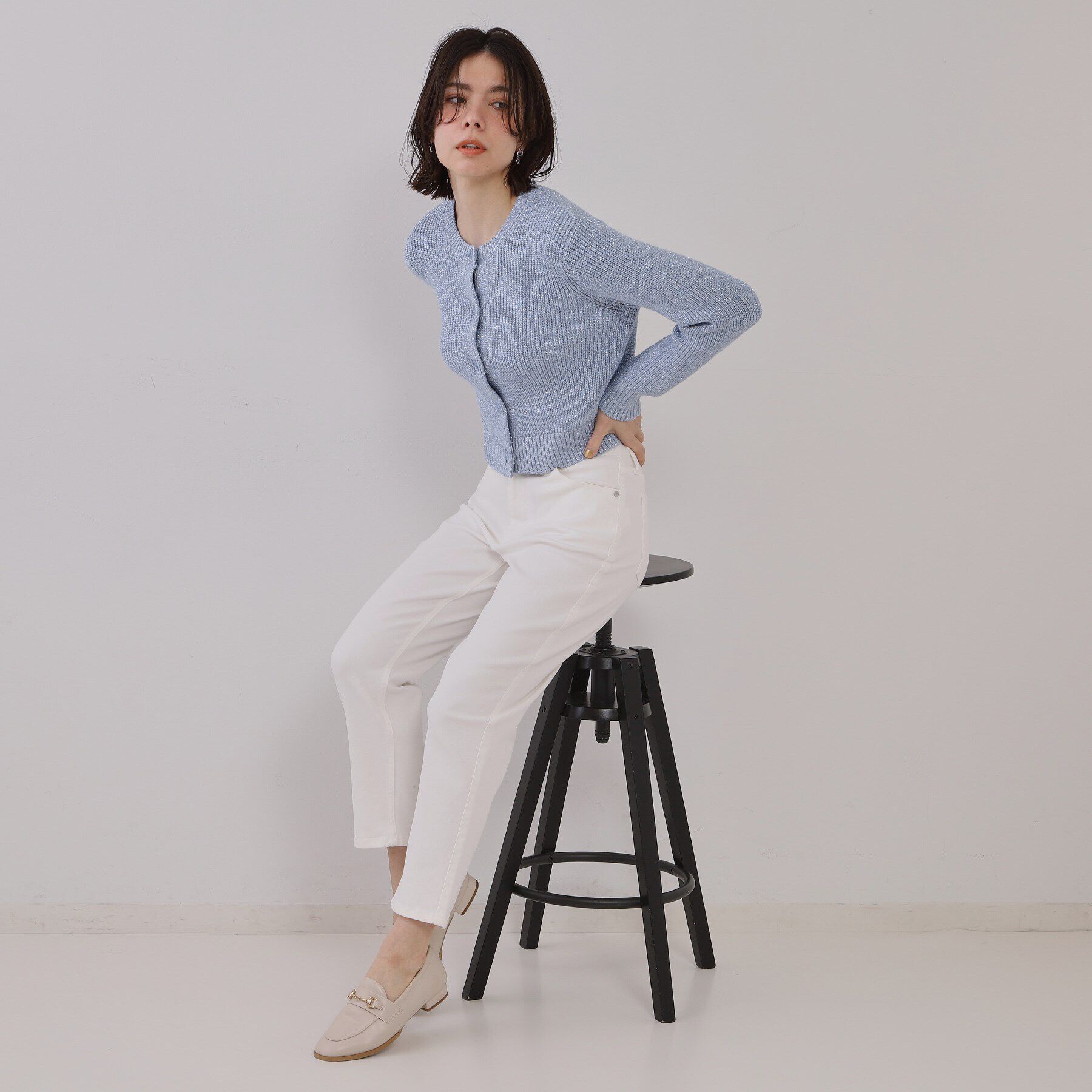 OPAQUE.CLIP「ラメヤーンニットカーディガン【洗濯機洗い可】」|カーディガン|