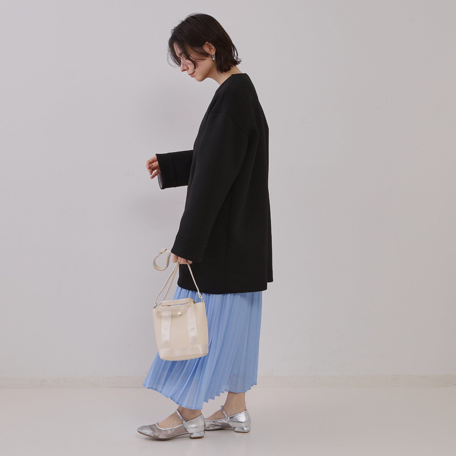 OPAQUE.CLIP「ノーカラーZIPミドルコート【洗濯機洗い可/抗ピル】」|ノーカラーコート|