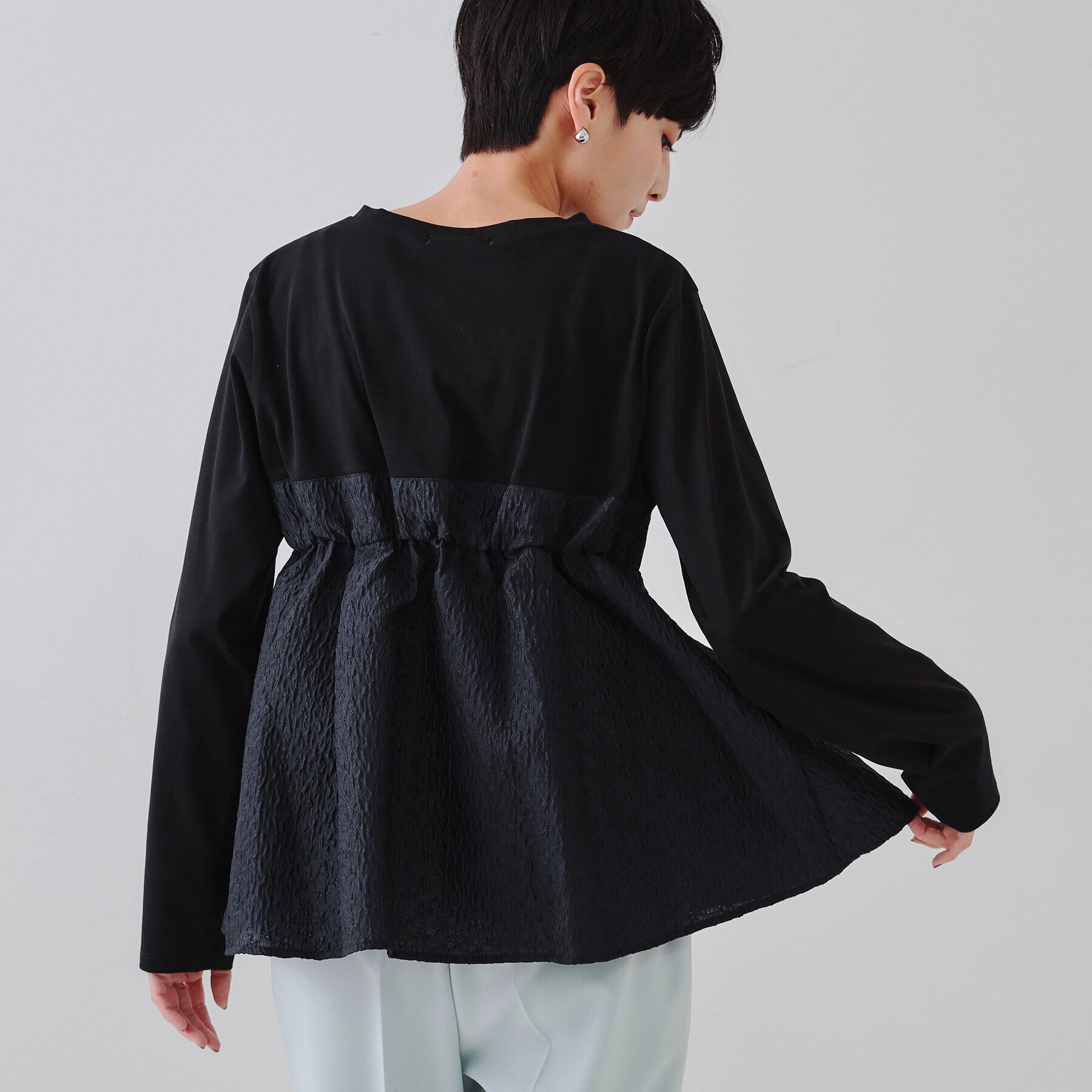 OPAQUE.CLIP「ジャカードビスチェドッキングトップス【洗濯機洗い可】」|Tシャツ・カットソー|ブラック(519)