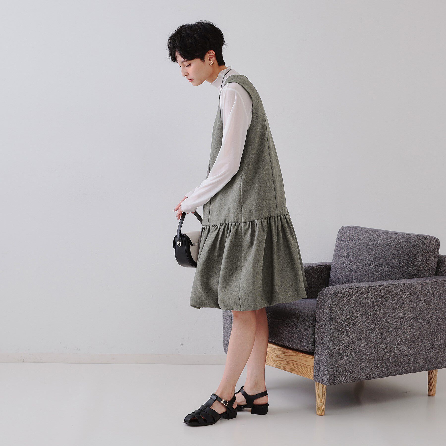 OPAQUE.CLIP「裾バルーンミニジャンスカ【洗濯機洗い可】」|ワンピース|