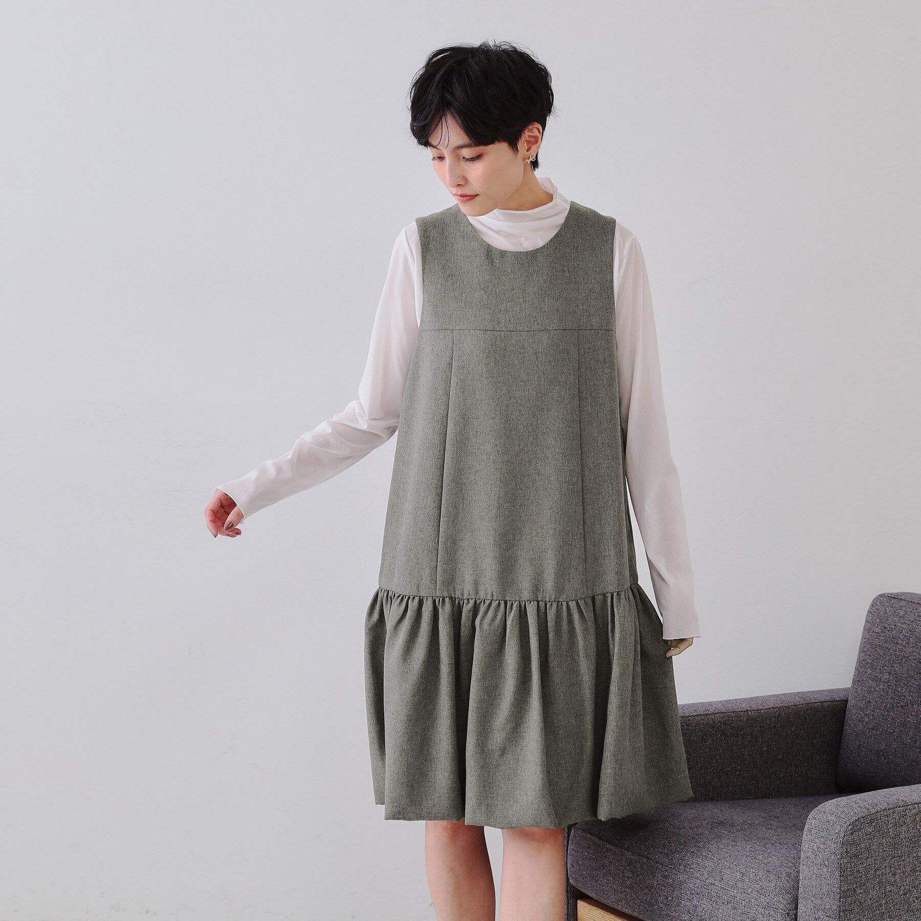 OPAQUE.CLIP「裾バルーンミニジャンスカ【洗濯機洗い可】」|ワンピース|