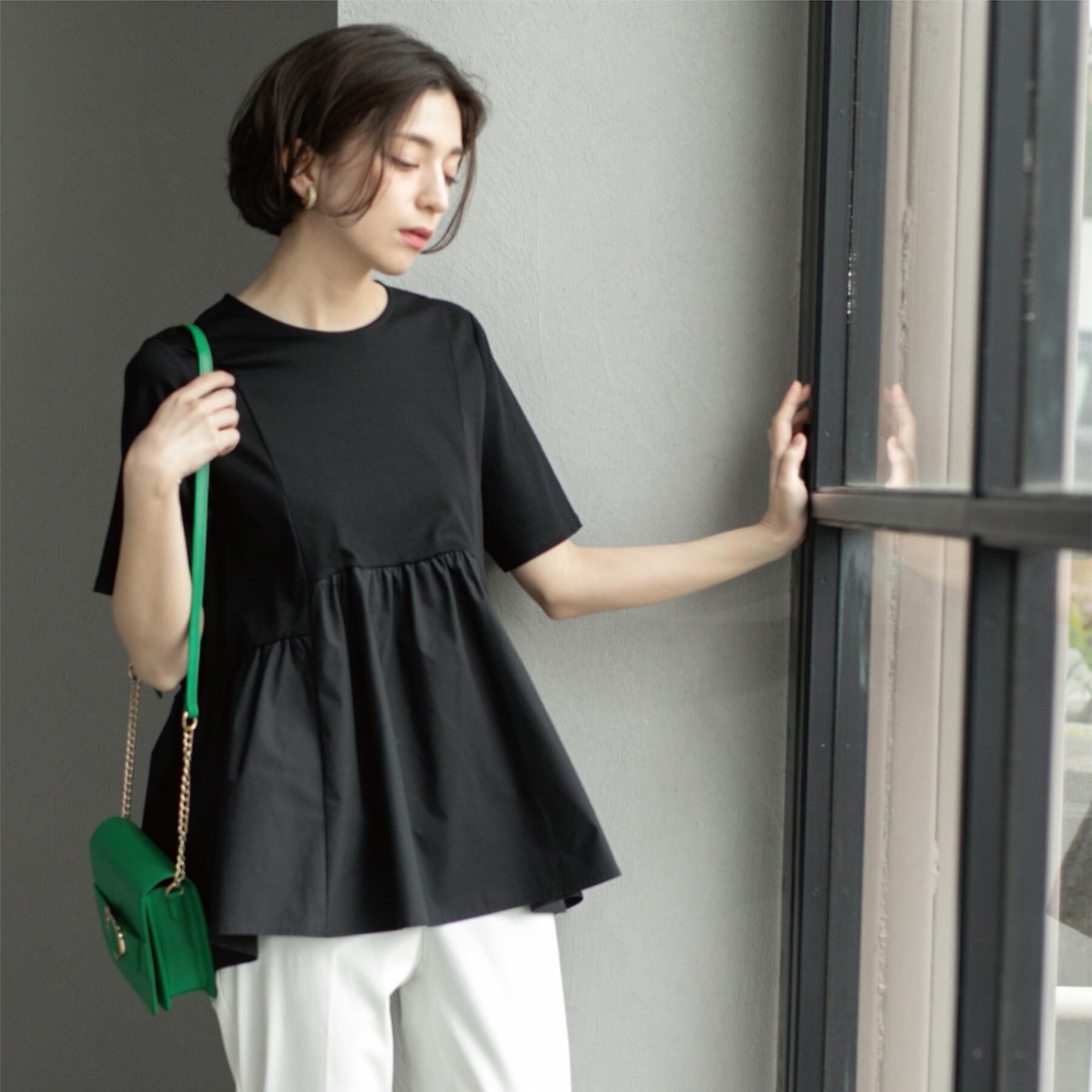 OPAQUE.CLIP「ペプラムドッキングカットソー【洗濯機洗い可】」|Tシャツ・カットソー|