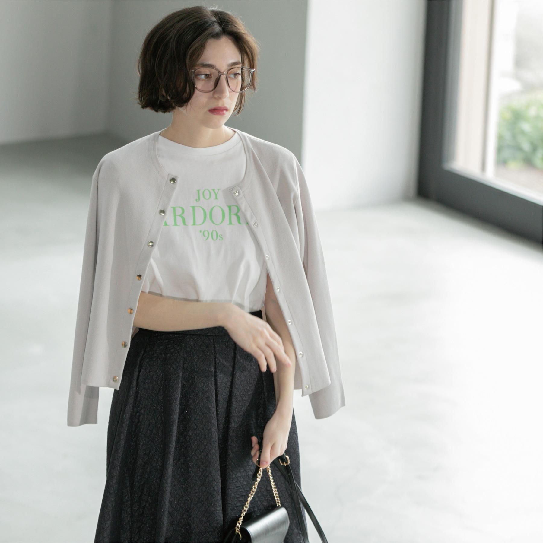 OPAQUE.CLIP「スナップボタンショートニットカーディガン【洗濯機洗い可】」|カーディガン|