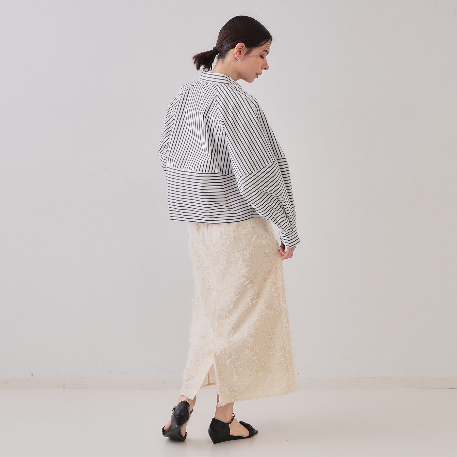 OPAQUE.CLIP「《andGIRL掲載》ストライプフォルムシャツ【洗濯機洗い可】」|シャツ・ブラウス|