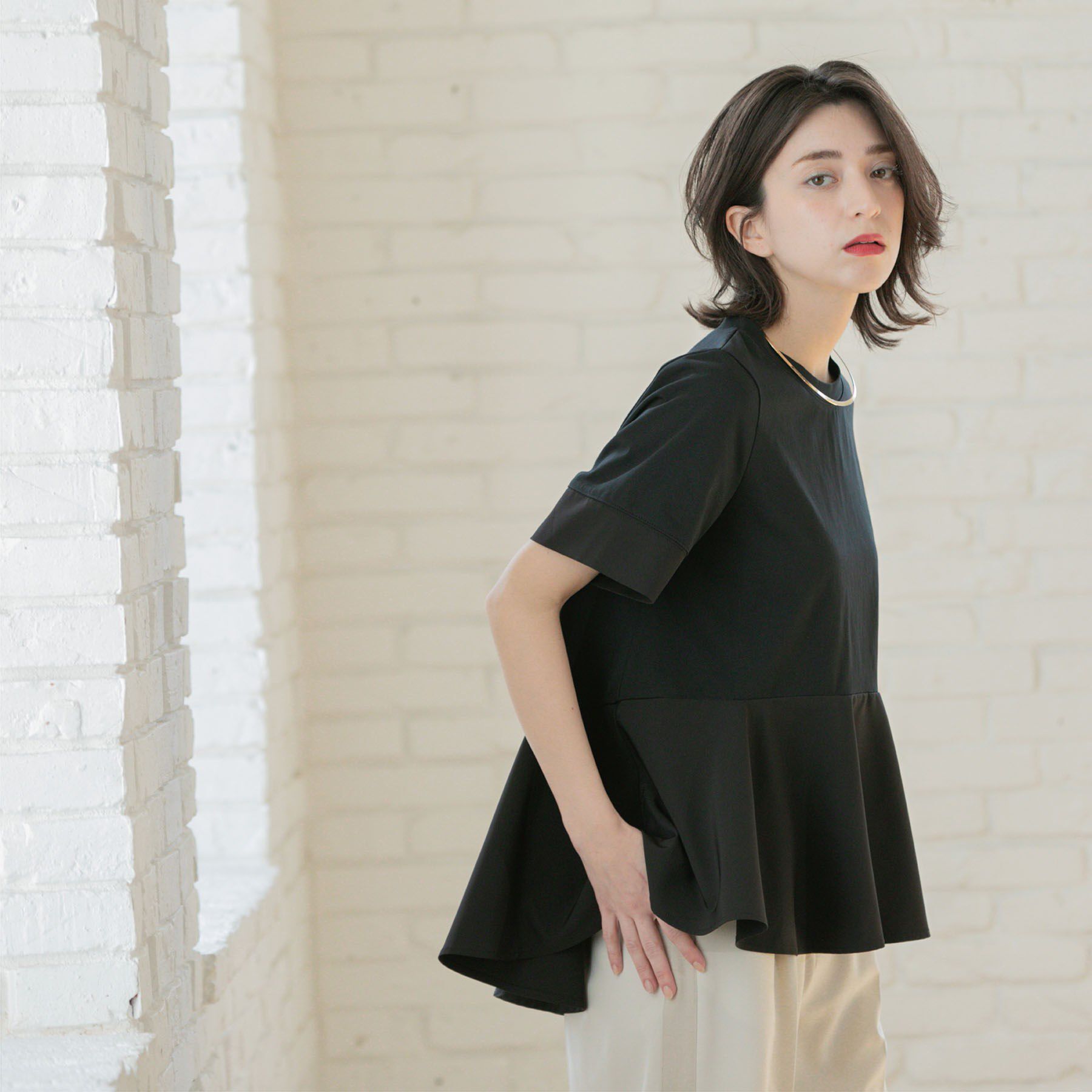 OPAQUE.CLIP「ペプラム切替ドッキングトップス【洗濯機洗い可】」|Tシャツ・カットソー|