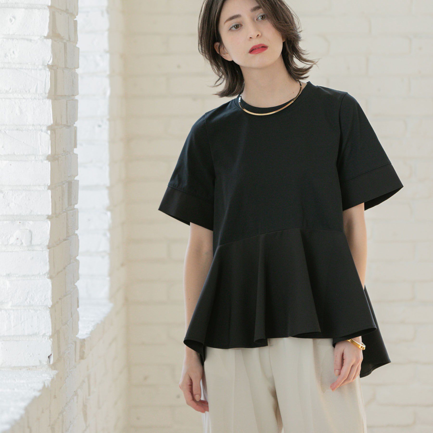 OPAQUE.CLIP「ペプラム切替ドッキングトップス【洗濯機洗い可】」|Tシャツ・カットソー|