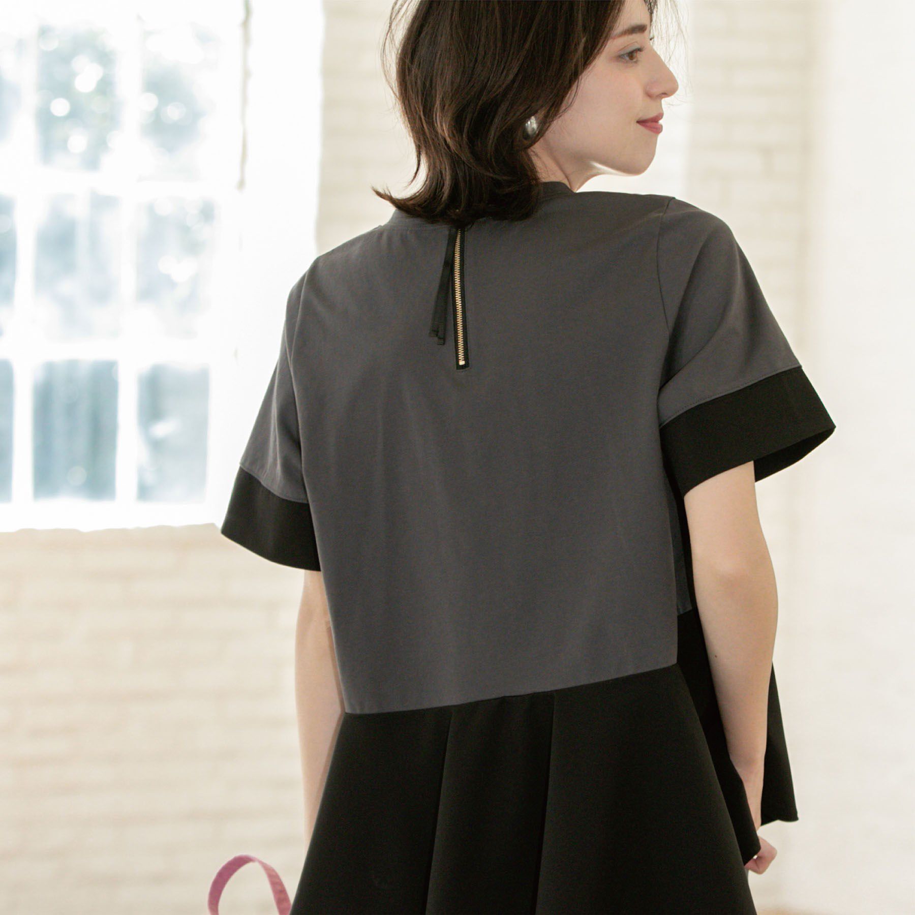 OPAQUE.CLIP「ペプラム切替ドッキングトップス【洗濯機洗い可】」|Tシャツ・カットソー|