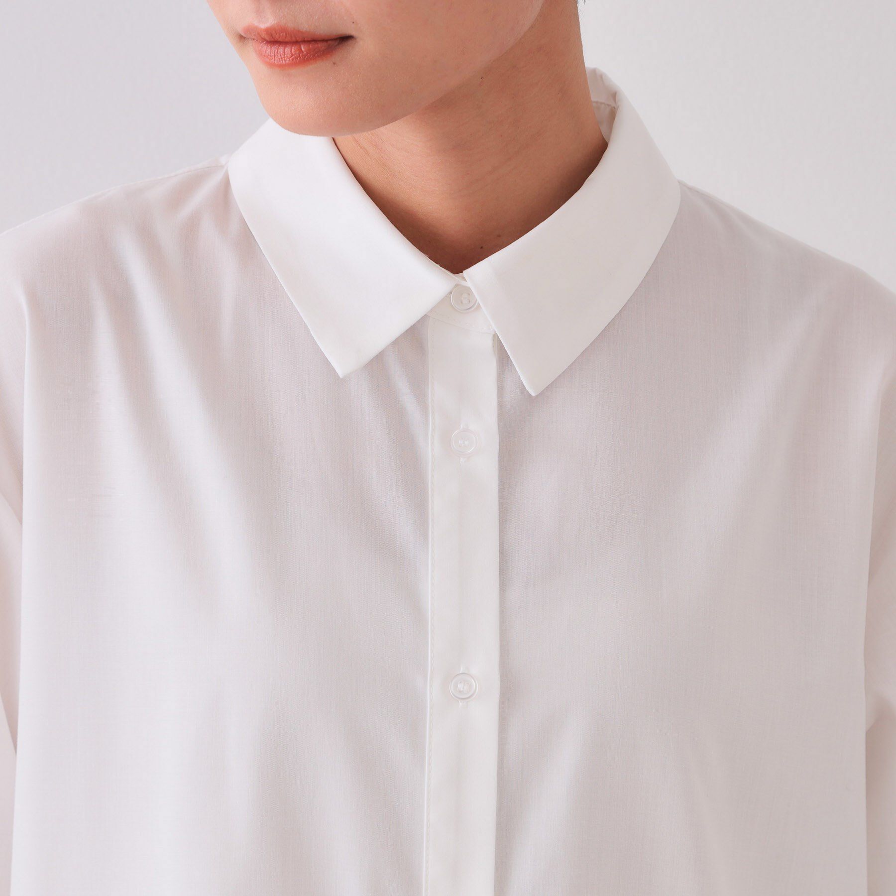 OPAQUE.CLIP「裾タックティアードシャツワンピース【洗濯機洗い可】」|ワンピース|