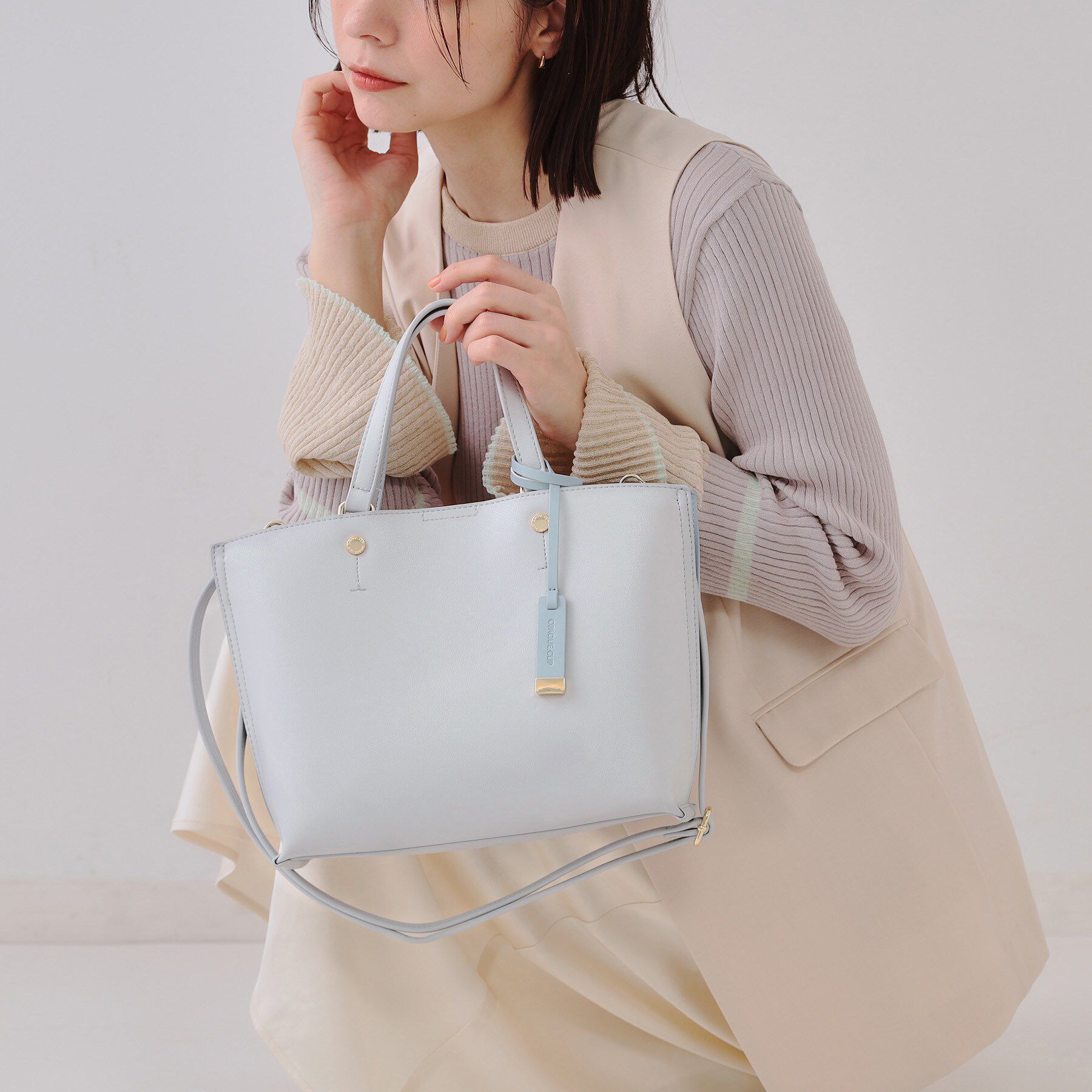 OPAQUE.CLIP「【2WAY】バイカラー3層ミドルトートバッグ」|トートバッグ|