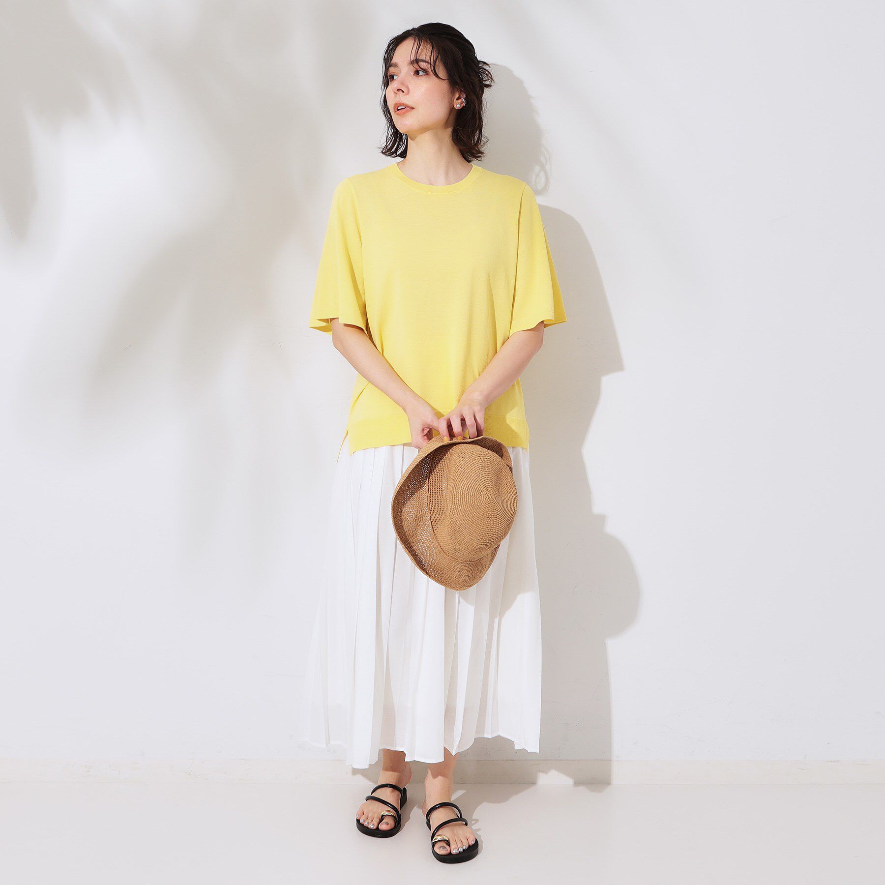 OPAQUE.CLIP「《6色展開/S-LLサイズ》フレアスリーブニット【UV/接触冷感/抗ピル/洗濯機洗い可】」|ニット・セーター|