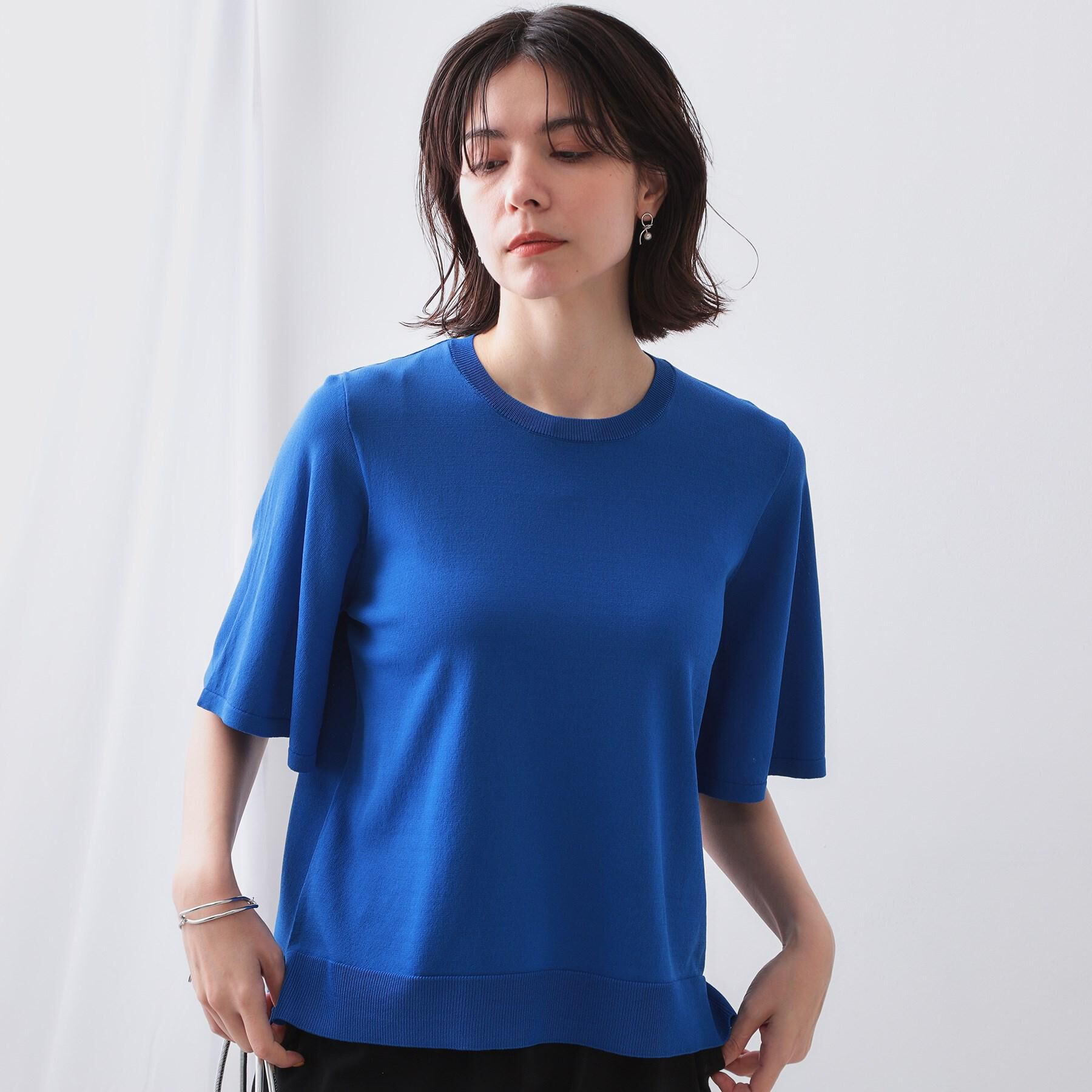 OPAQUE.CLIP「《6色展開/S-LLサイズ》フレアスリーブニット【UV/接触冷感/抗ピル/洗濯機洗い可】」|ニット・セーター|