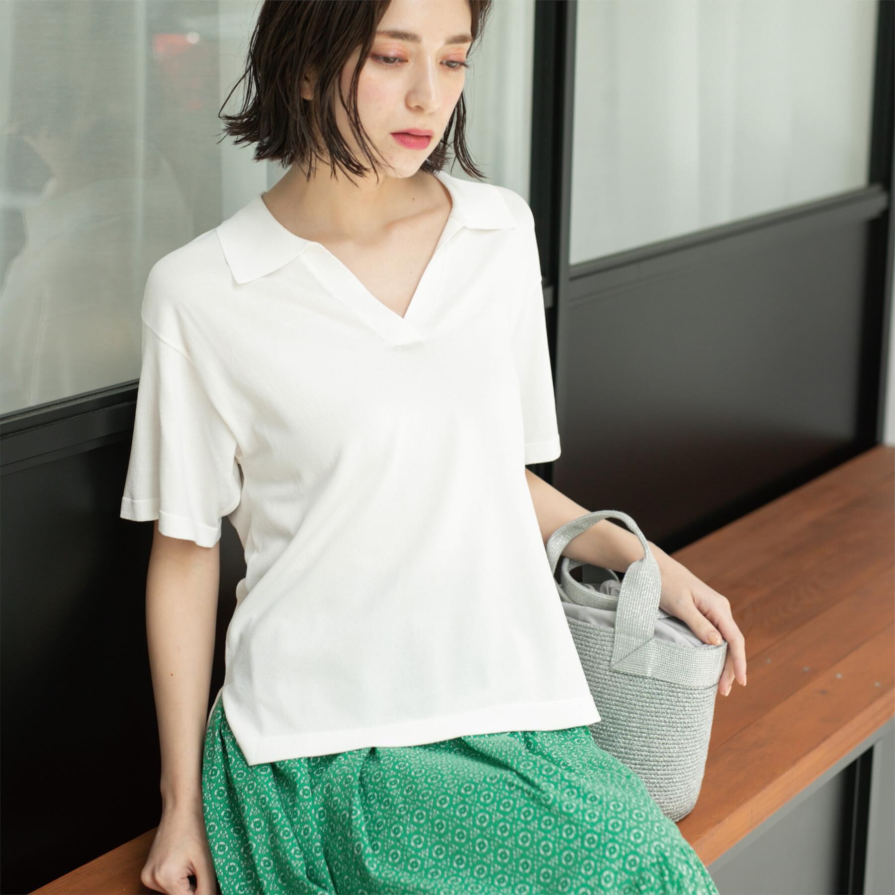 OPAQUE.CLIP「スキッパーニット【UV/接触冷感/抗ピル/洗濯機洗い可】」|ニット・セーター|