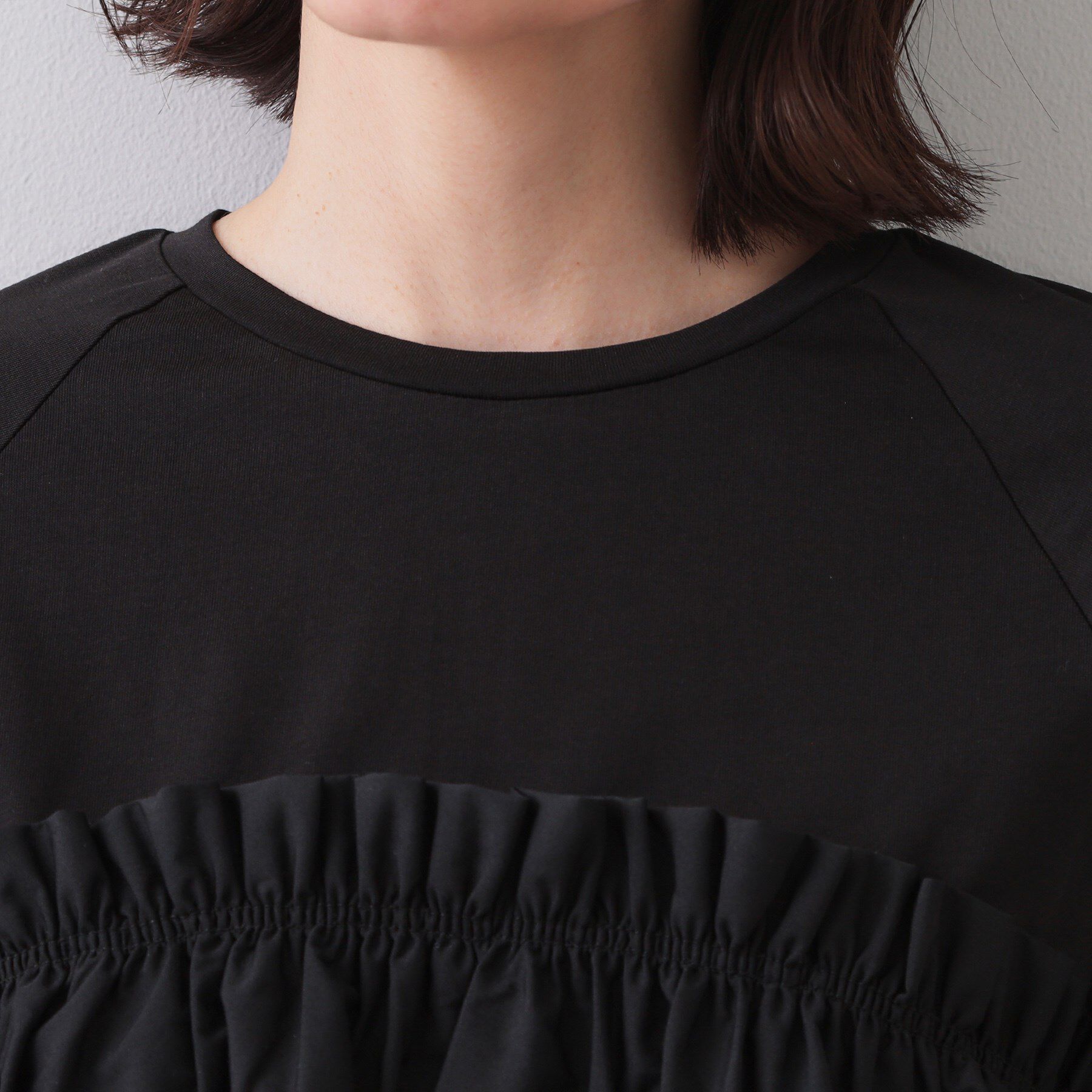 OPAQUE.CLIP「ギャザーフリルドッキングカットソー【洗濯機洗い可】」|Tシャツ・カットソー|