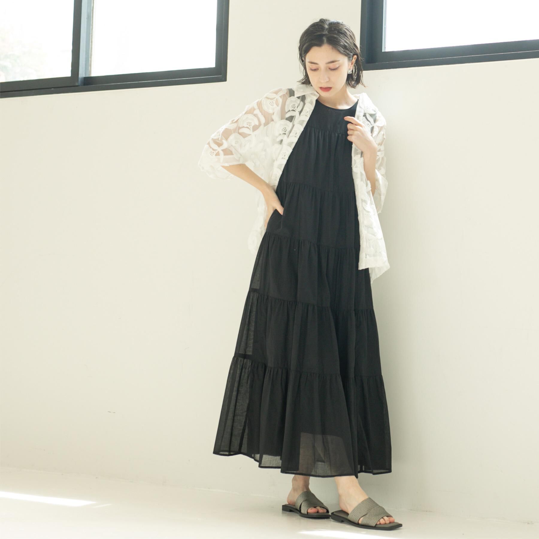 OPAQUE.CLIP「《Can Cam掲載》ティアードマキシドレス/オーガニックコットン混【洗濯機洗い可】」|ワンピース|