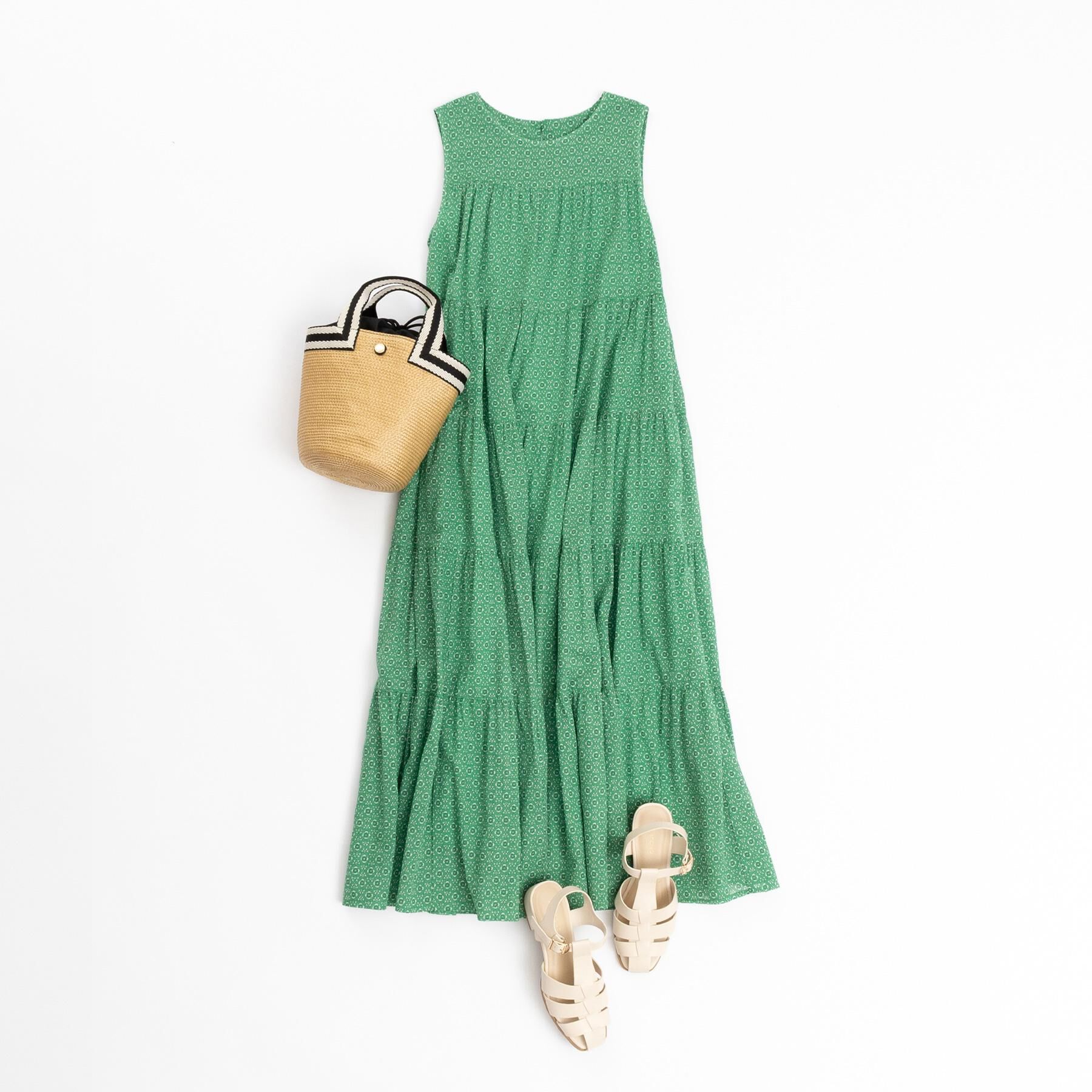 OPAQUE.CLIP「《Can Cam掲載》ティアードマキシドレス/オーガニックコットン混【洗濯機洗い可】」|ワンピース|