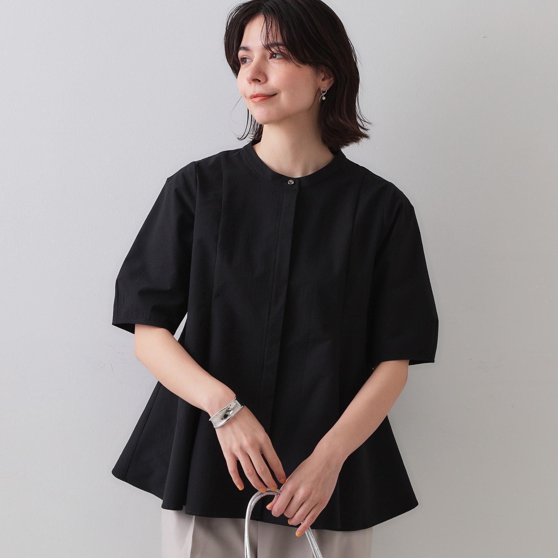 OPAQUE.CLIP「サッカーストライプペプラムブラウス【吸水速乾/イージーアイロン/洗濯機洗い可】」|シャツ・ブラウス|