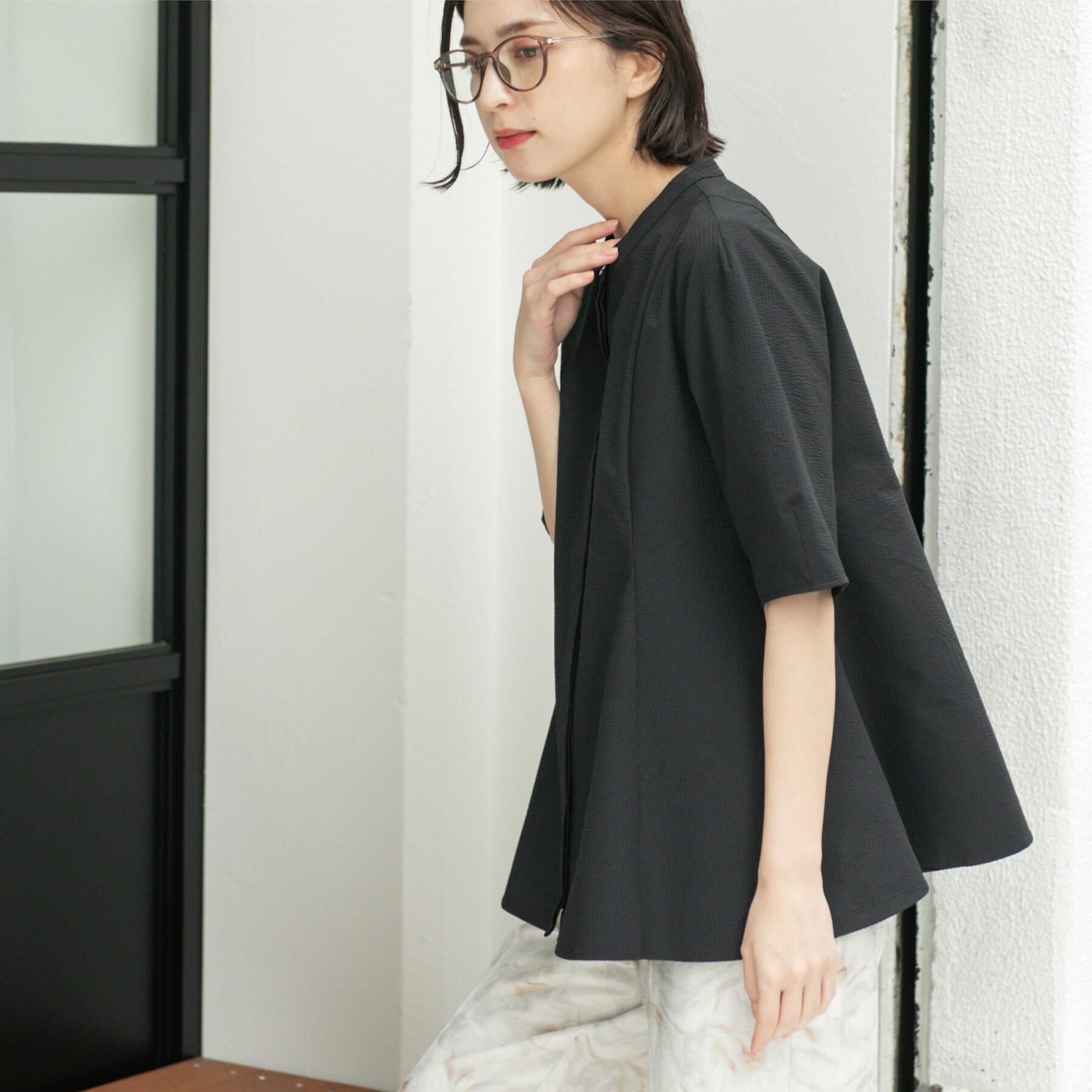 OPAQUE.CLIP「サッカーストライプペプラムブラウス【吸水速乾/イージーアイロン/洗濯機洗い可】」|シャツ・ブラウス|